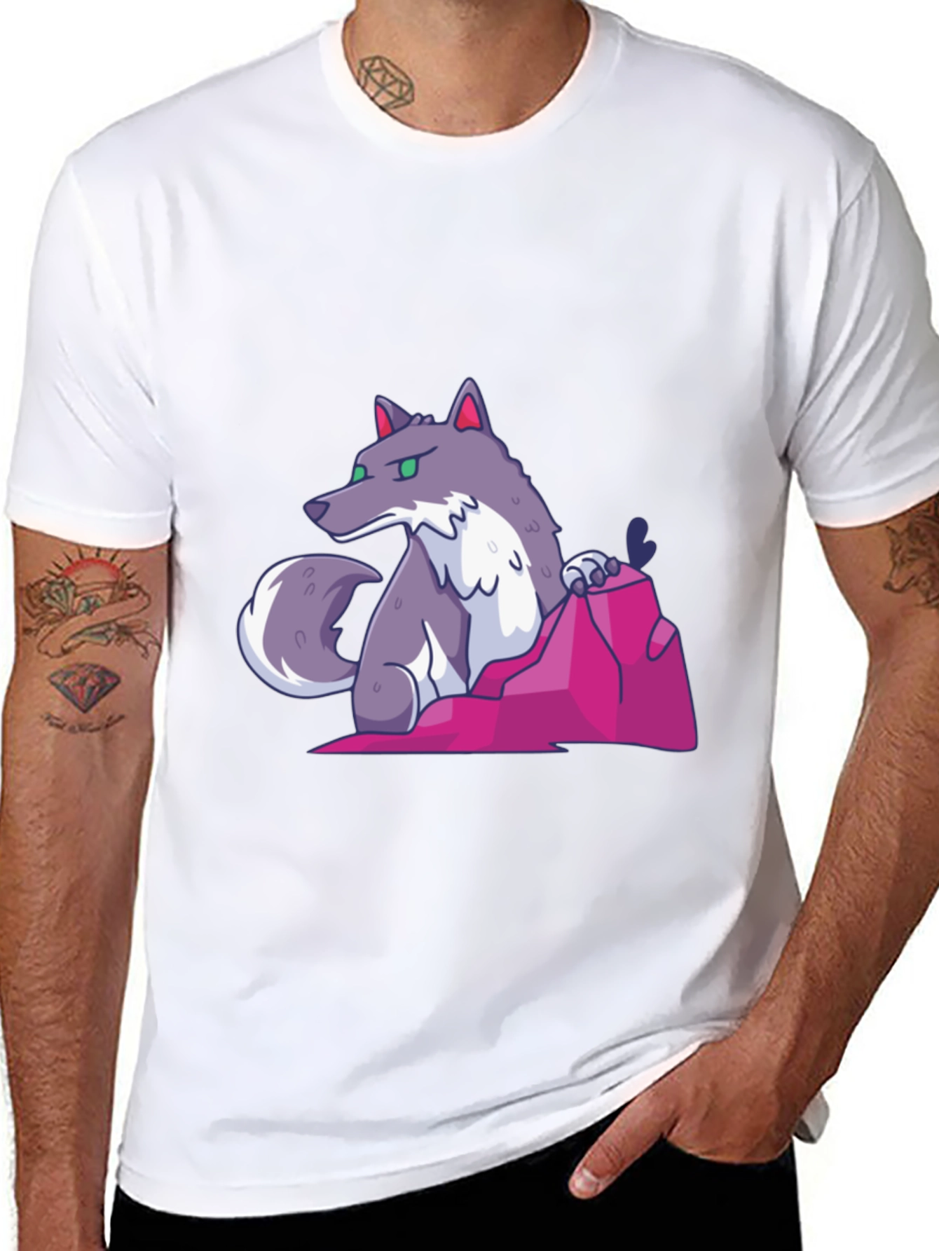 Cartoon Wolf Graphic Tee - Cool Casual Style