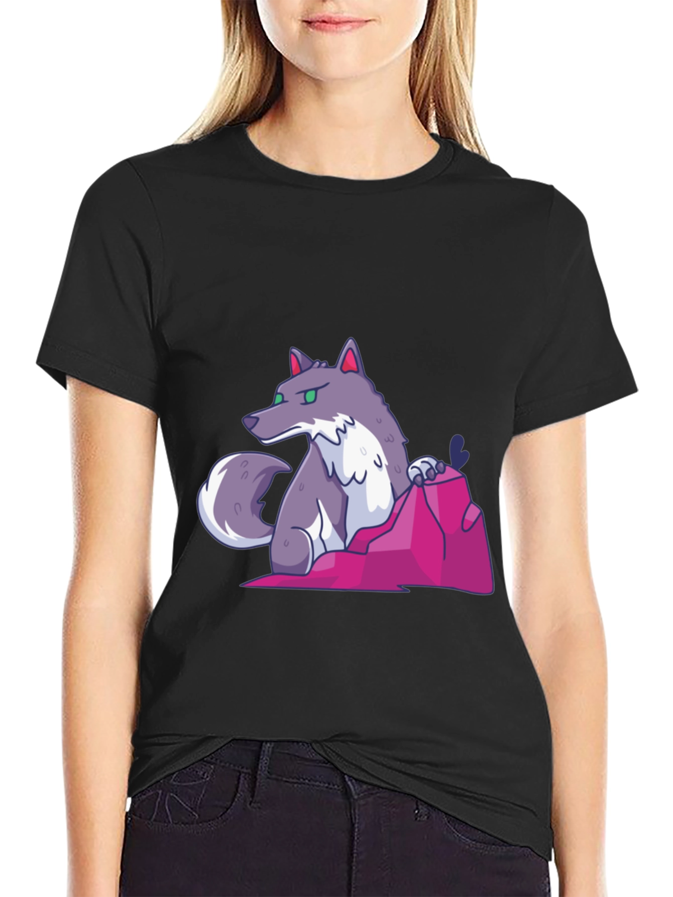Cartoon Wolf Graphic Tee - Cool Casual Style