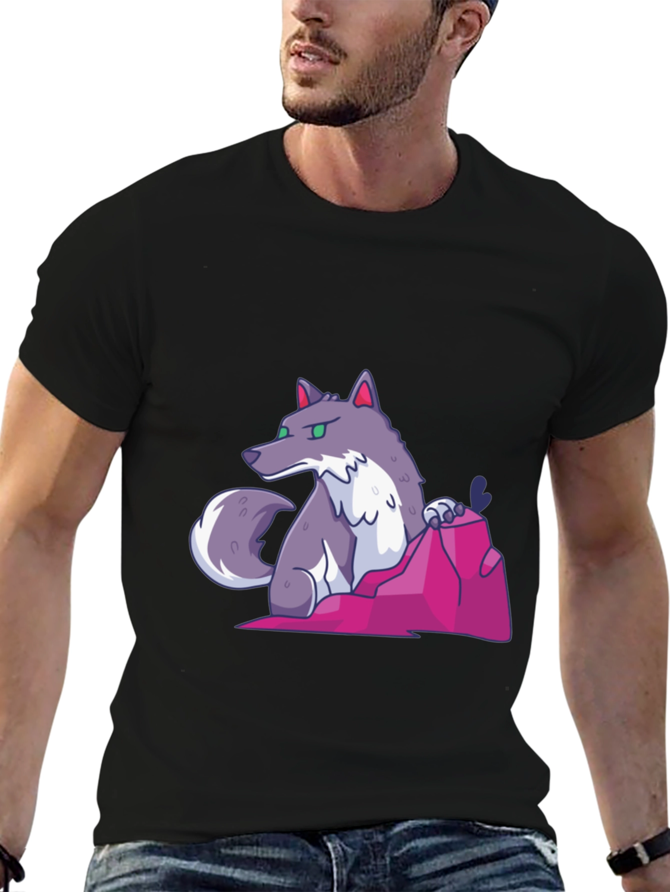 Cartoon Wolf Graphic Tee - Cool Casual Style