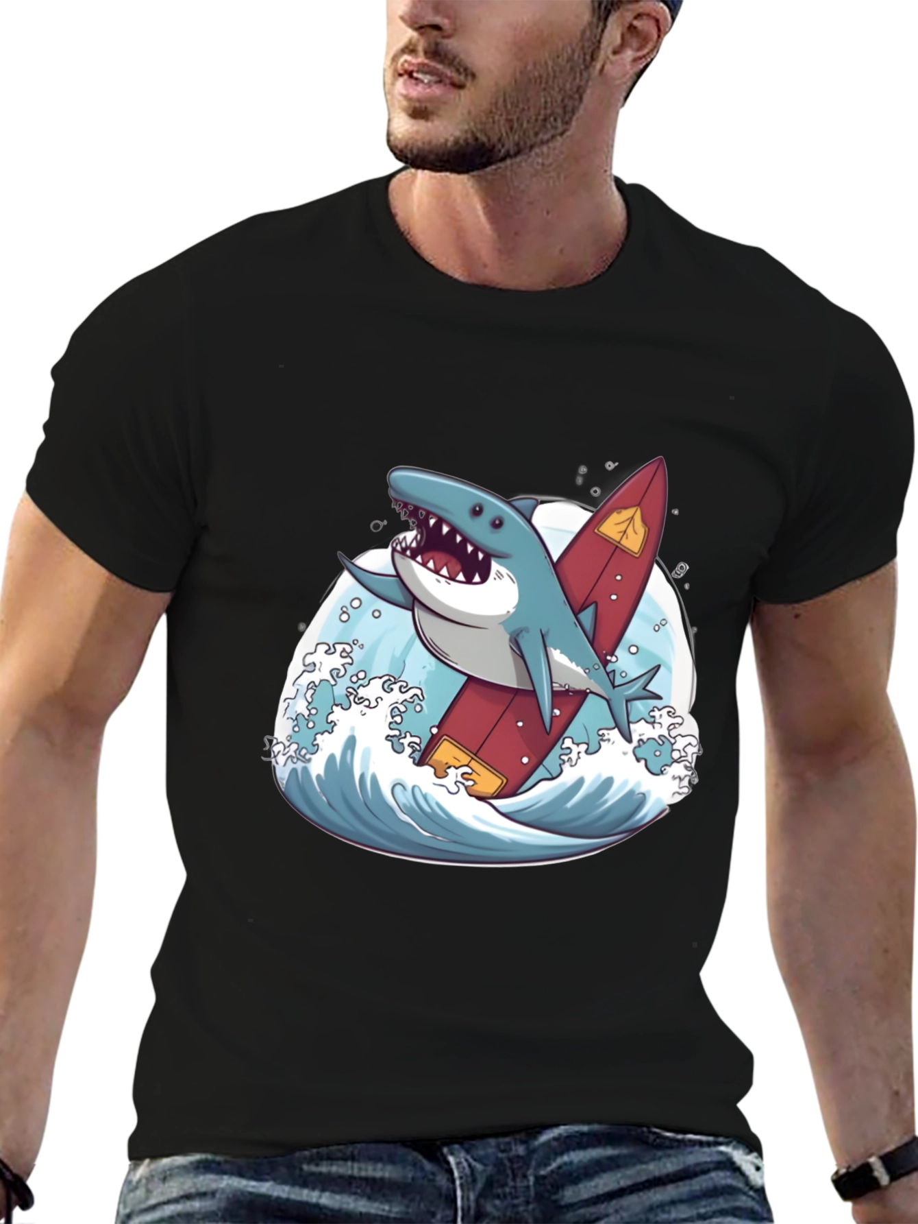 Shark Surfer T-Shirt - Fun Graphic Tee