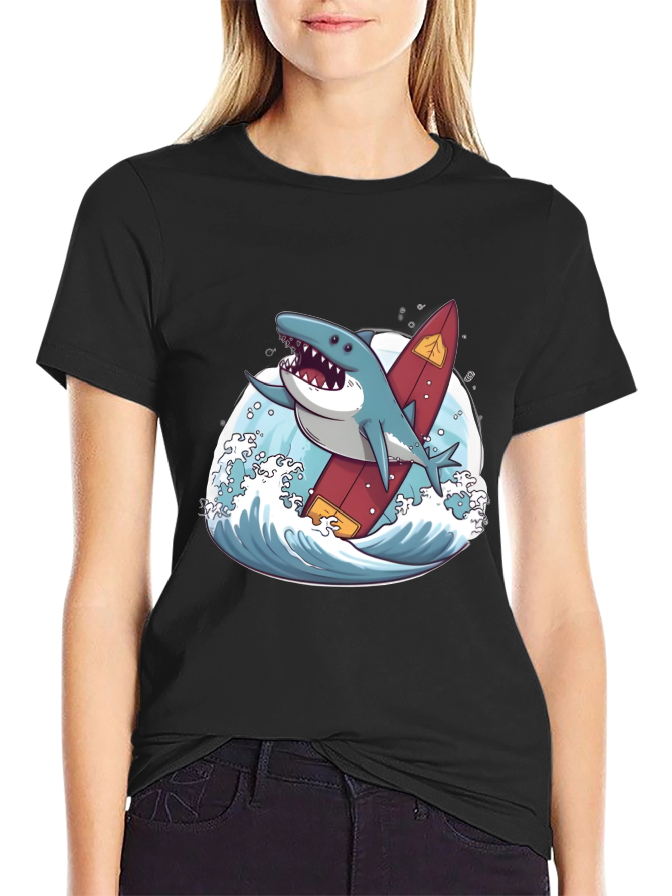 Shark Surfer T-Shirt - Fun Graphic Tee
