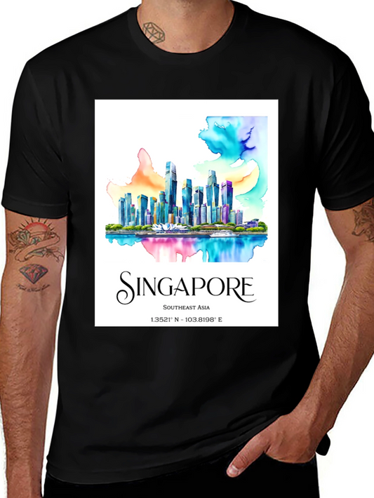 Singapore Skyline Watercolor Print Tee