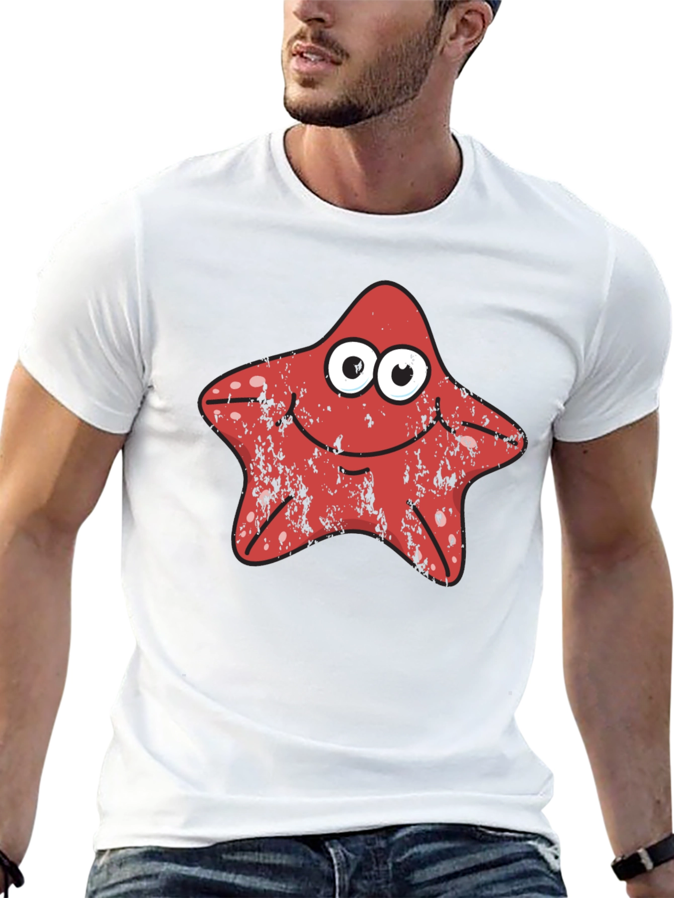 Starfish Graphic Tee - Novelty Cartoon T-Shirt