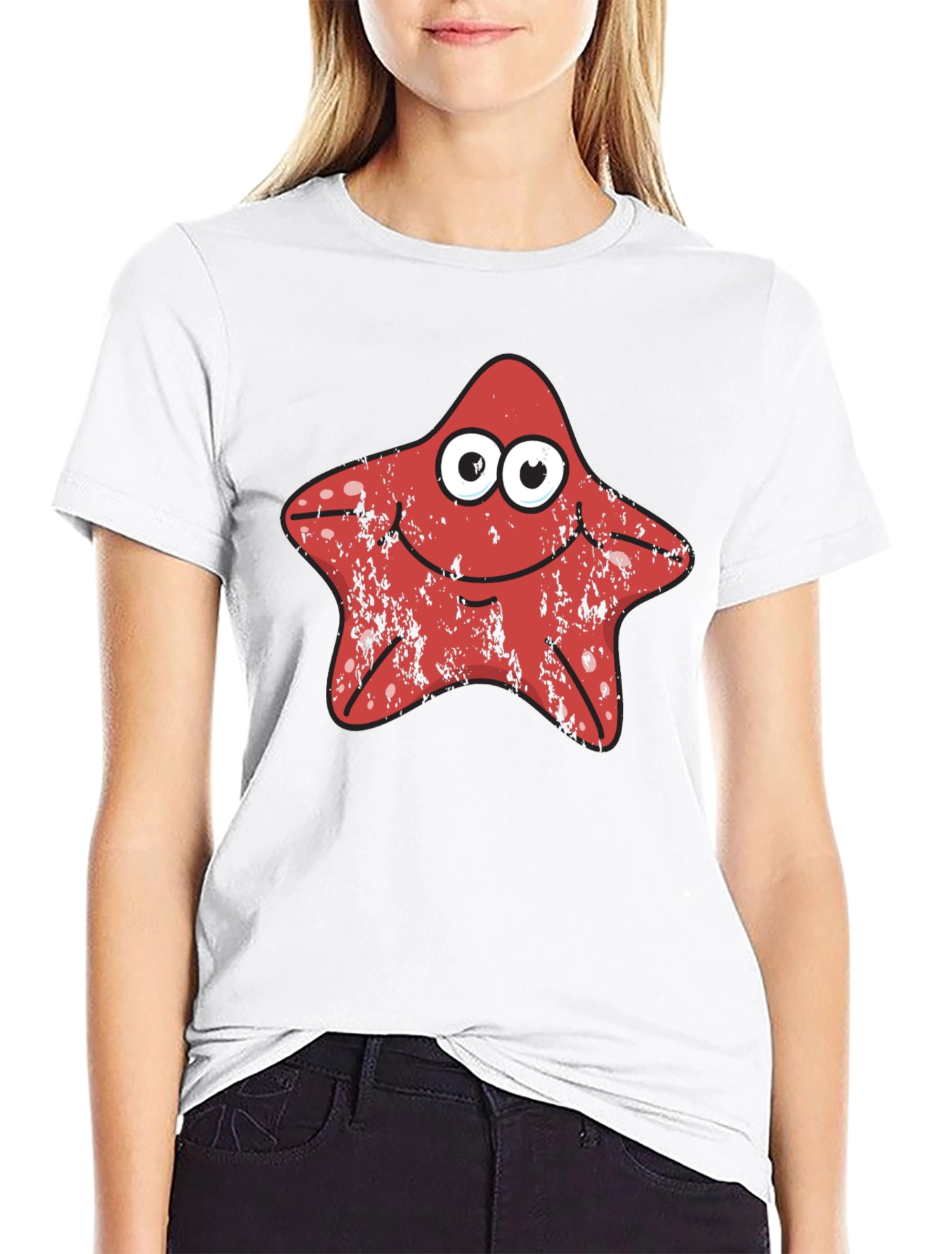 Starfish Graphic Tee - Novelty Cartoon T-Shirt