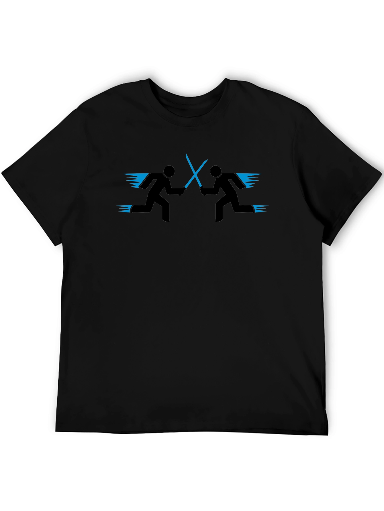 Stick Figure Light Saber Duel Black T-Shirt