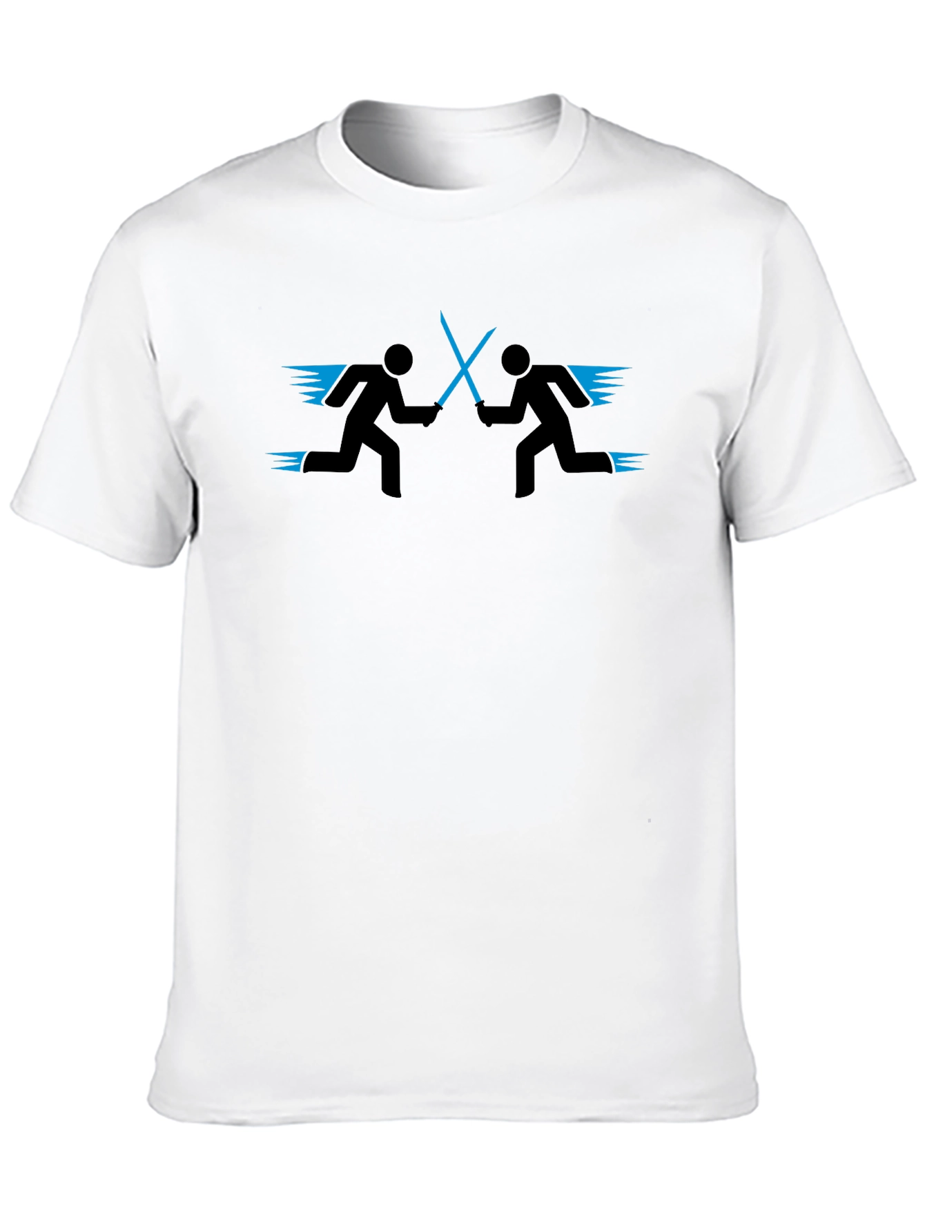 Stick Figure Light Saber Duel Black T-Shirt