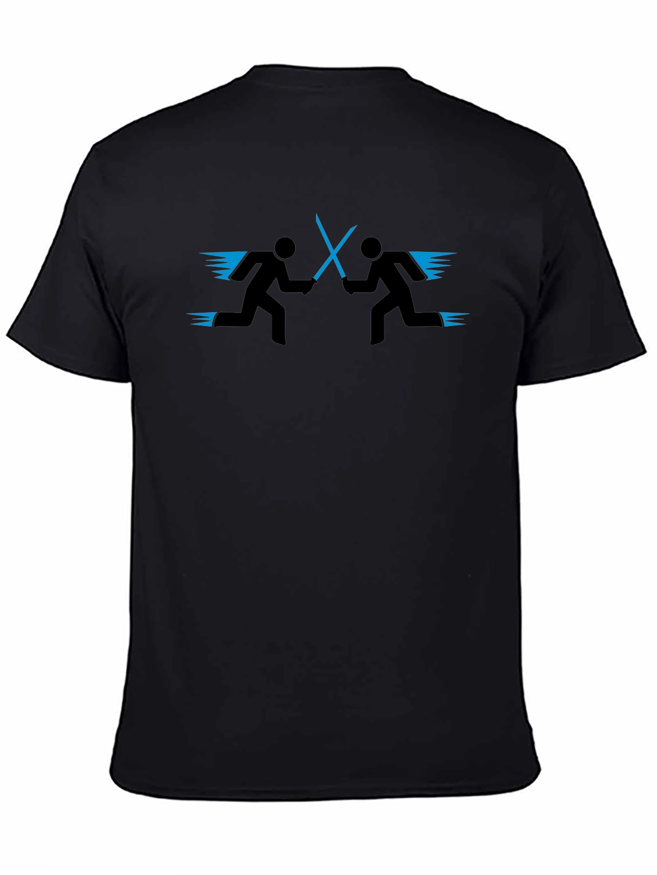 Stick Figure Light Saber Duel Black T-Shirt