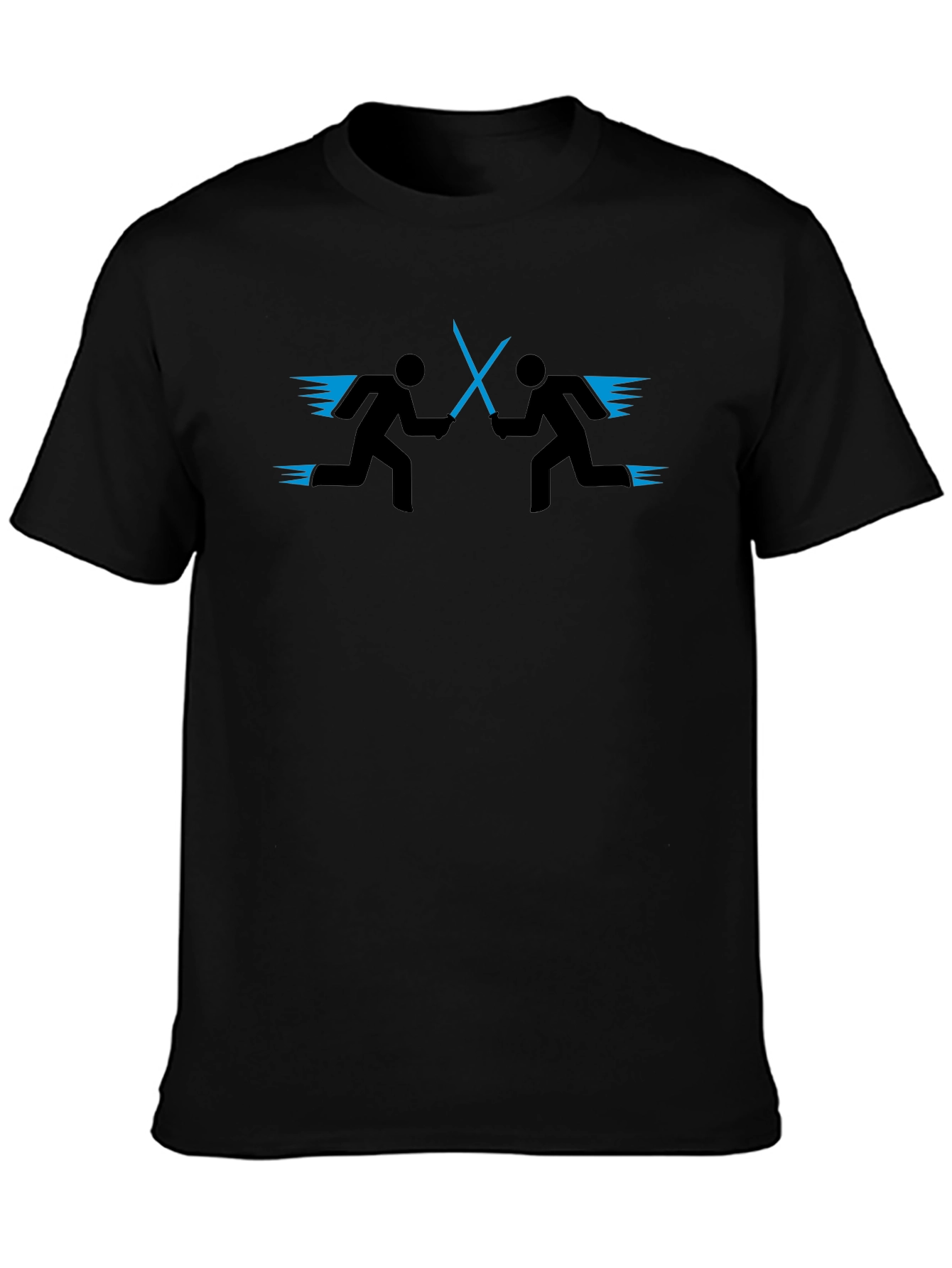 Stick Figure Light Saber Duel Black T-Shirt
