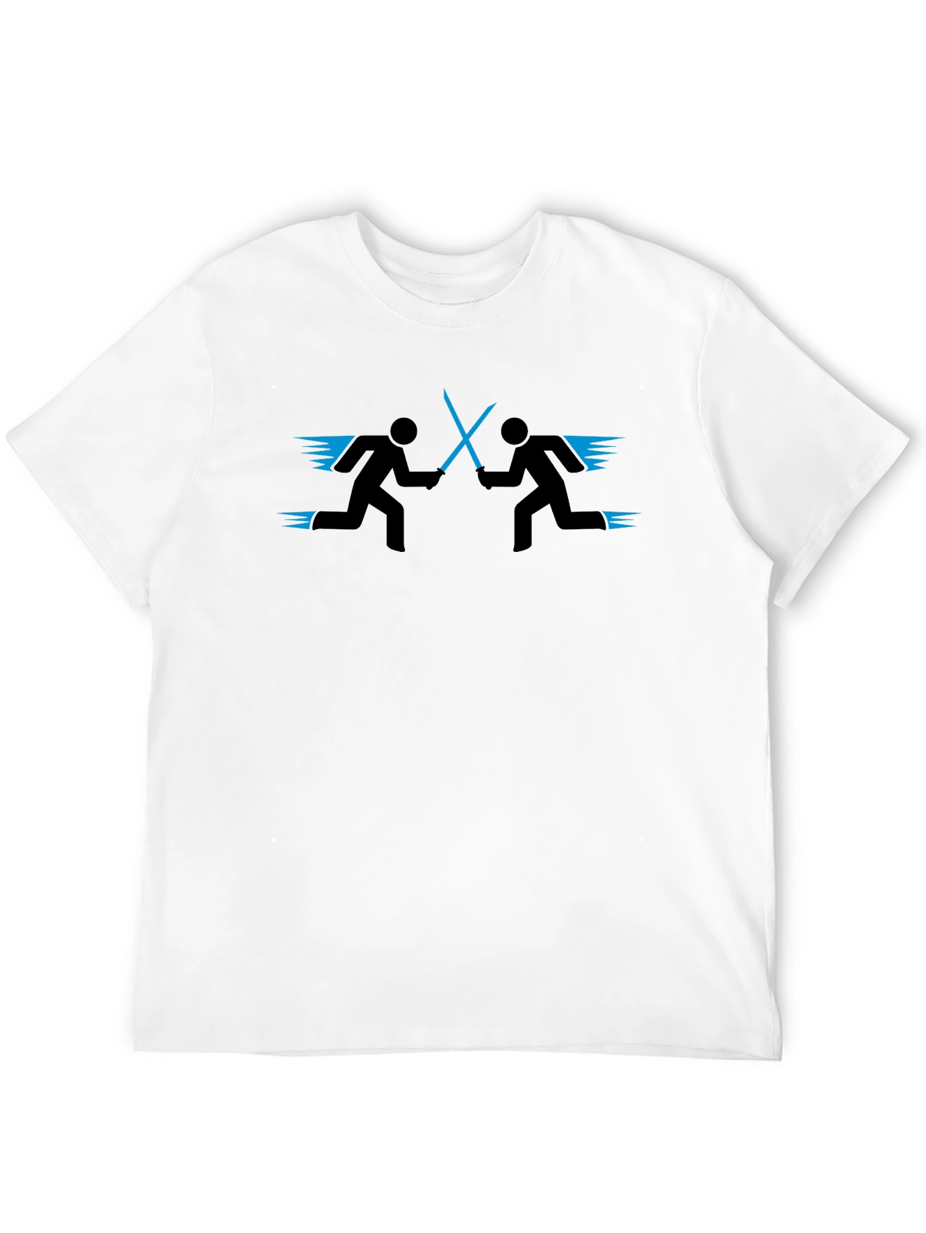 Stick Figure Light Saber Duel Black T-Shirt
