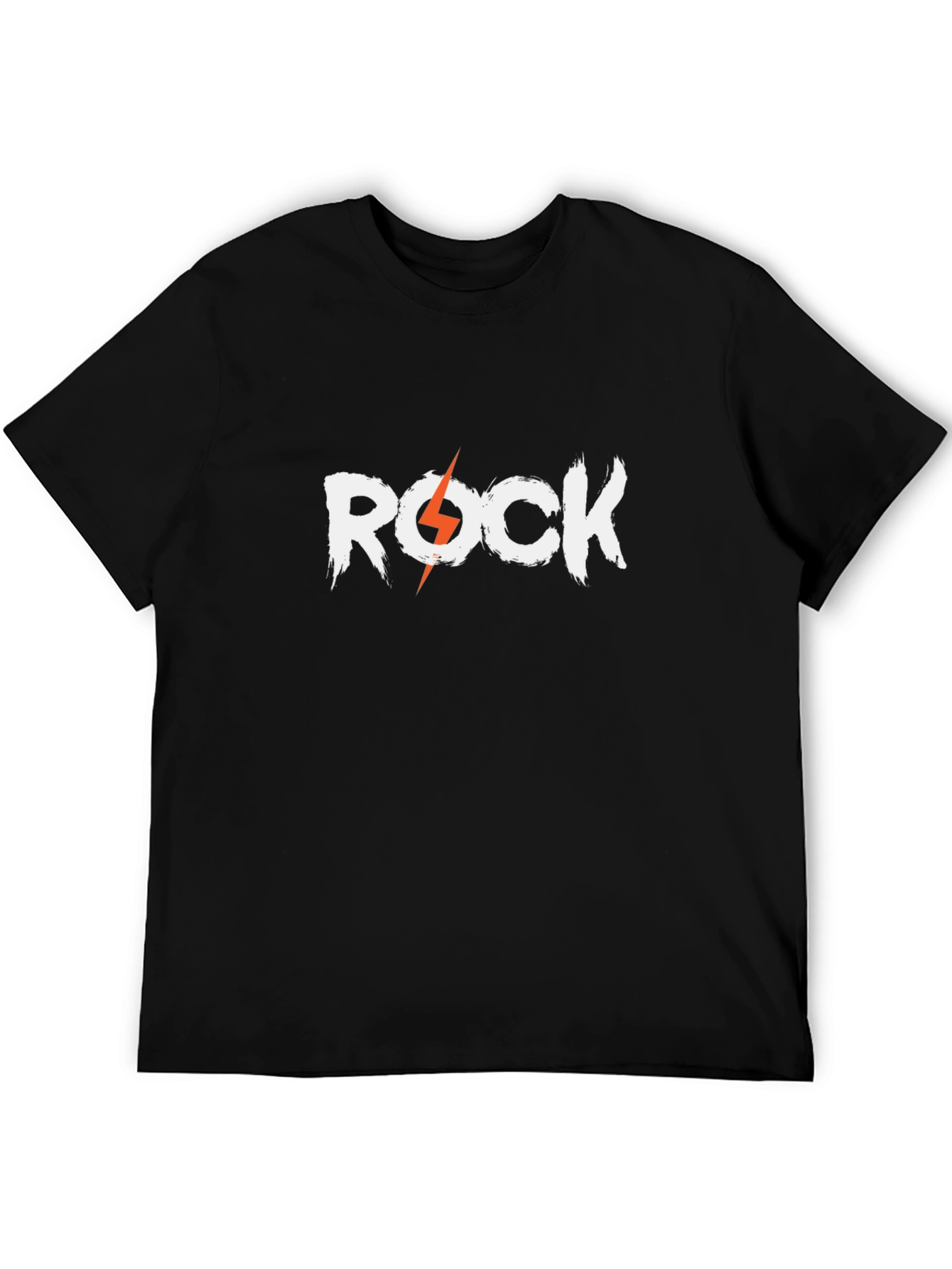 Rock & Roll Black T-Shirt - Lightning Bolt Design