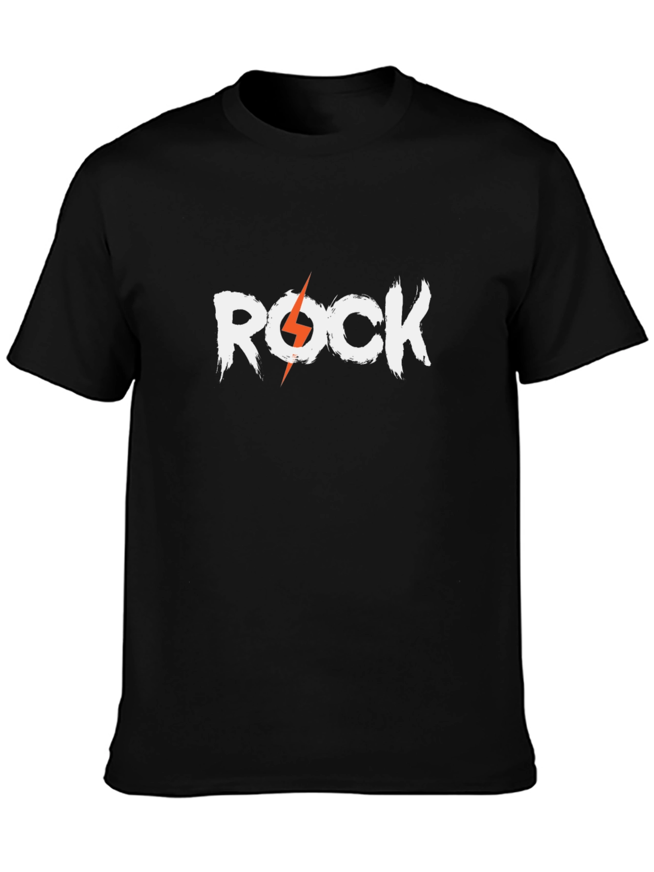 Rock & Roll Black T-Shirt - Lightning Bolt Design