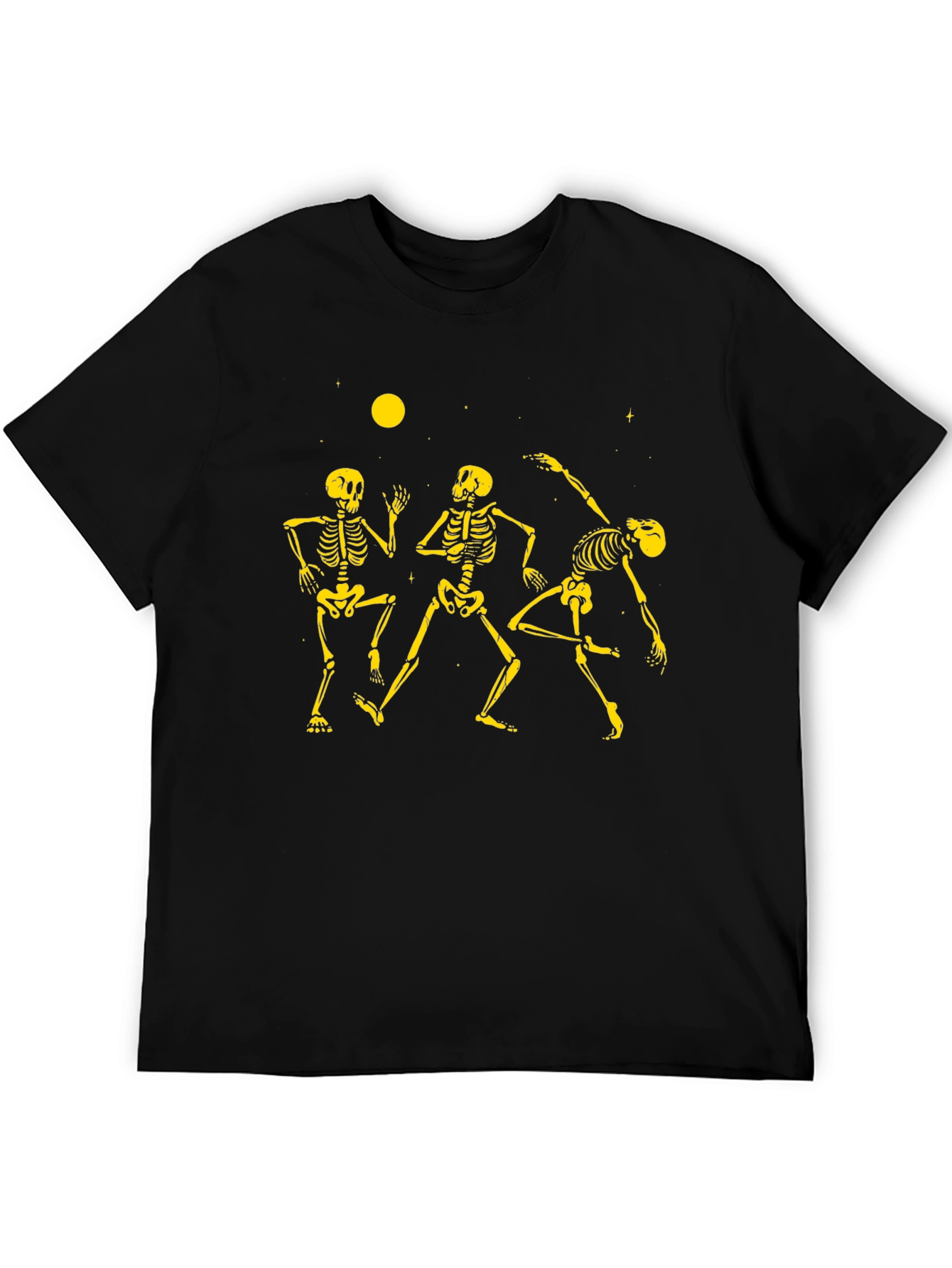 Dancing Skeletons Graphic Tee - Black Cotton Crew Neck
