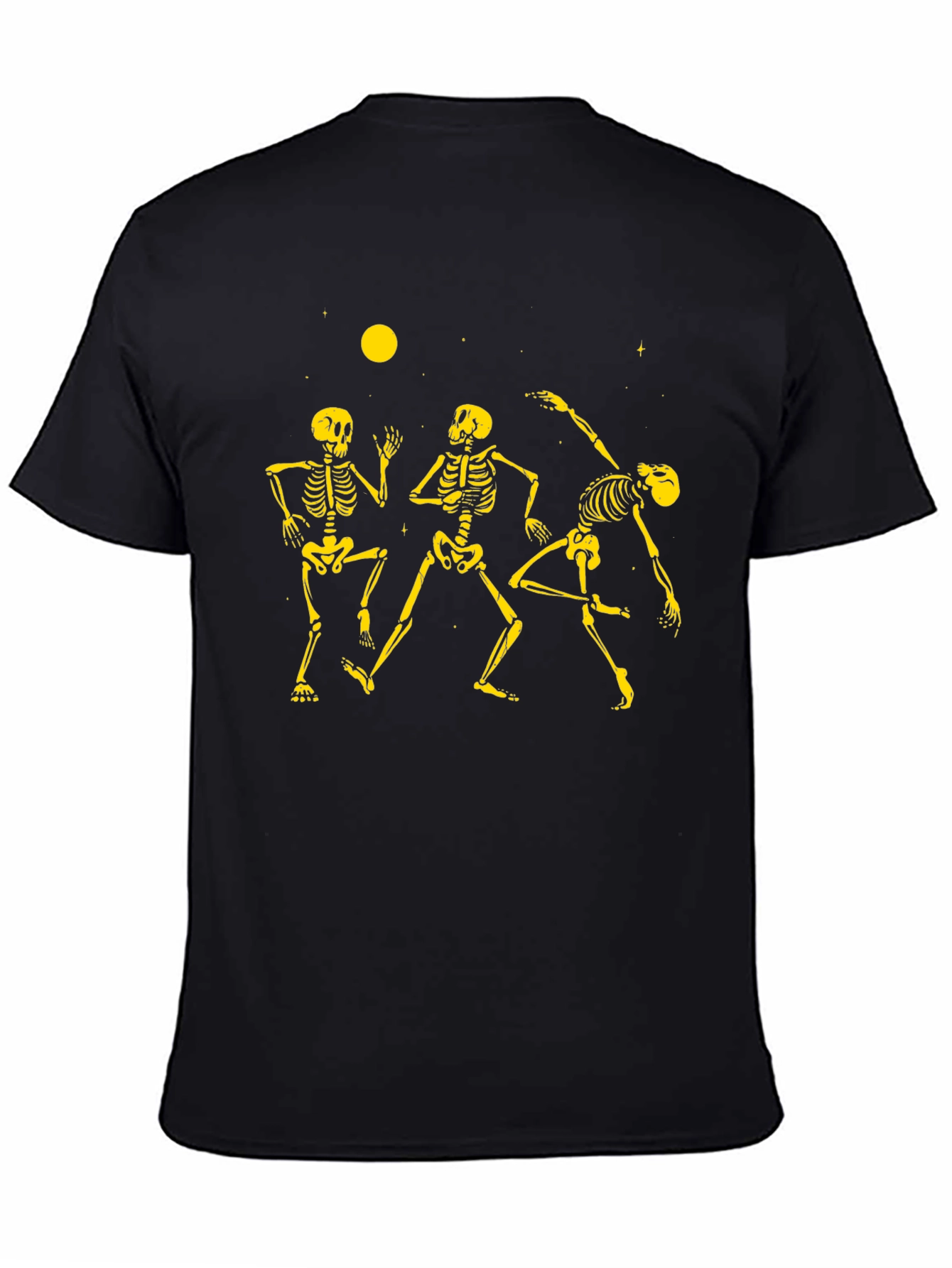 Dancing Skeletons Graphic Tee - Black Cotton Crew Neck