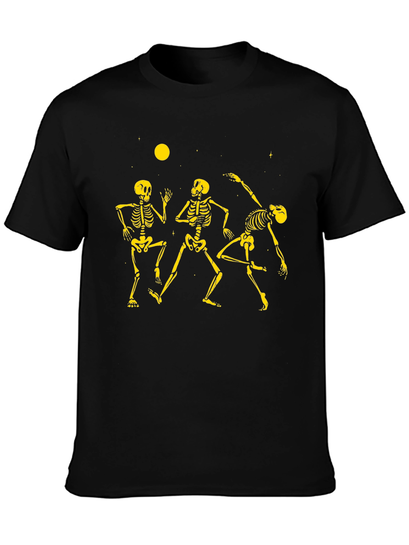 Dancing Skeletons Graphic Tee - Black Cotton Crew Neck