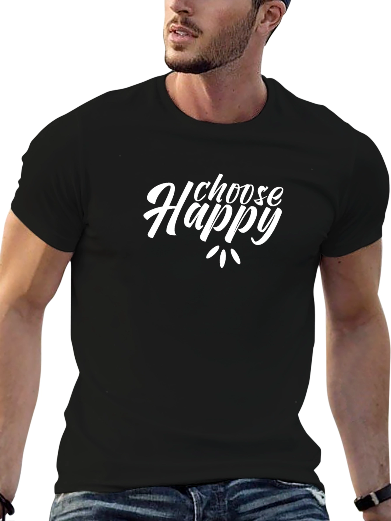 Choose Happy Graphic Tee - Soft Black T-Shirt