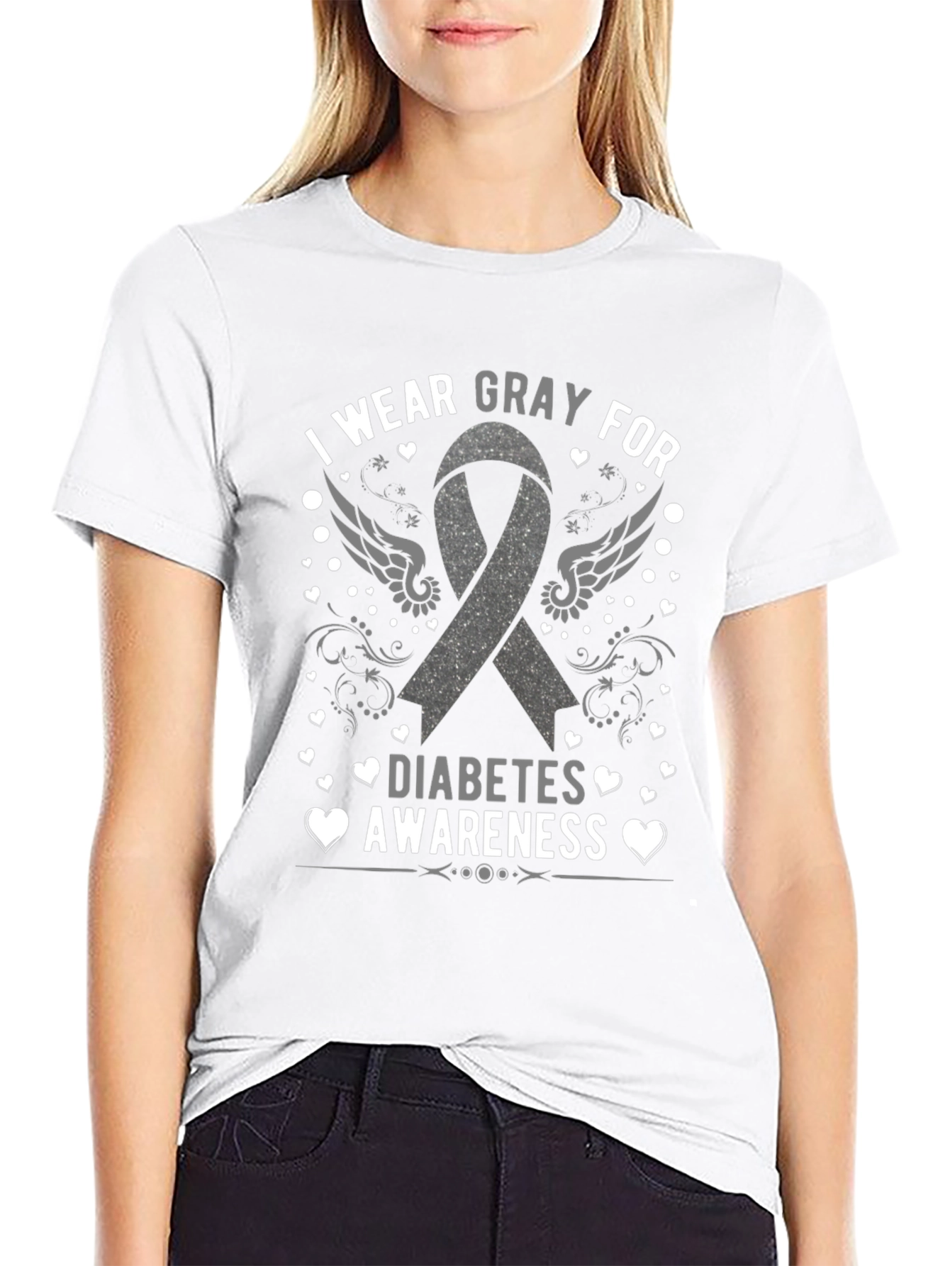 Gray Diabetes Awareness T-Shirt