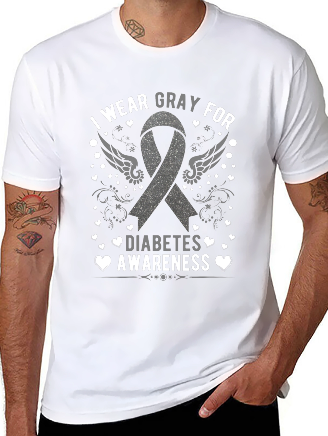 Gray Diabetes Awareness T-Shirt