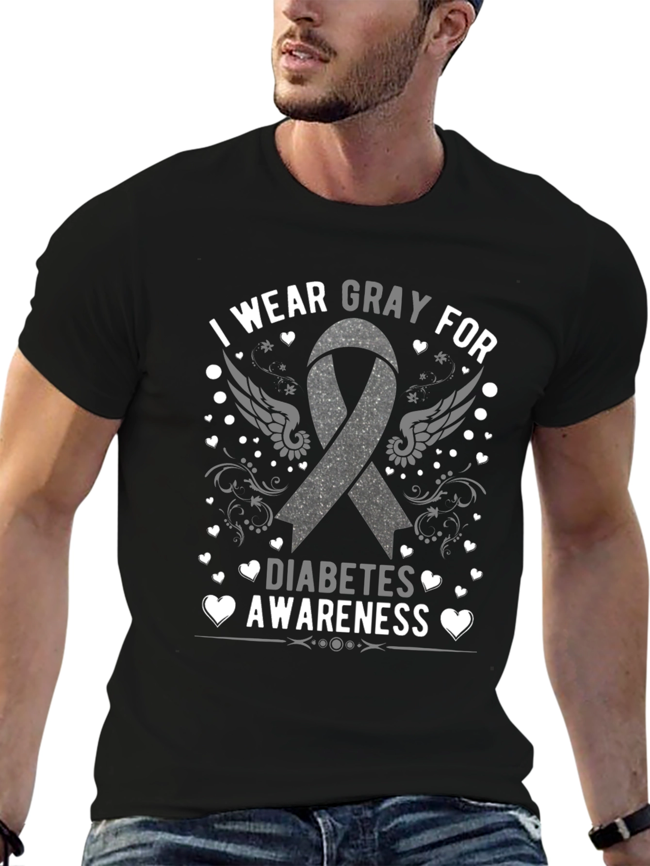 Gray Diabetes Awareness T-Shirt