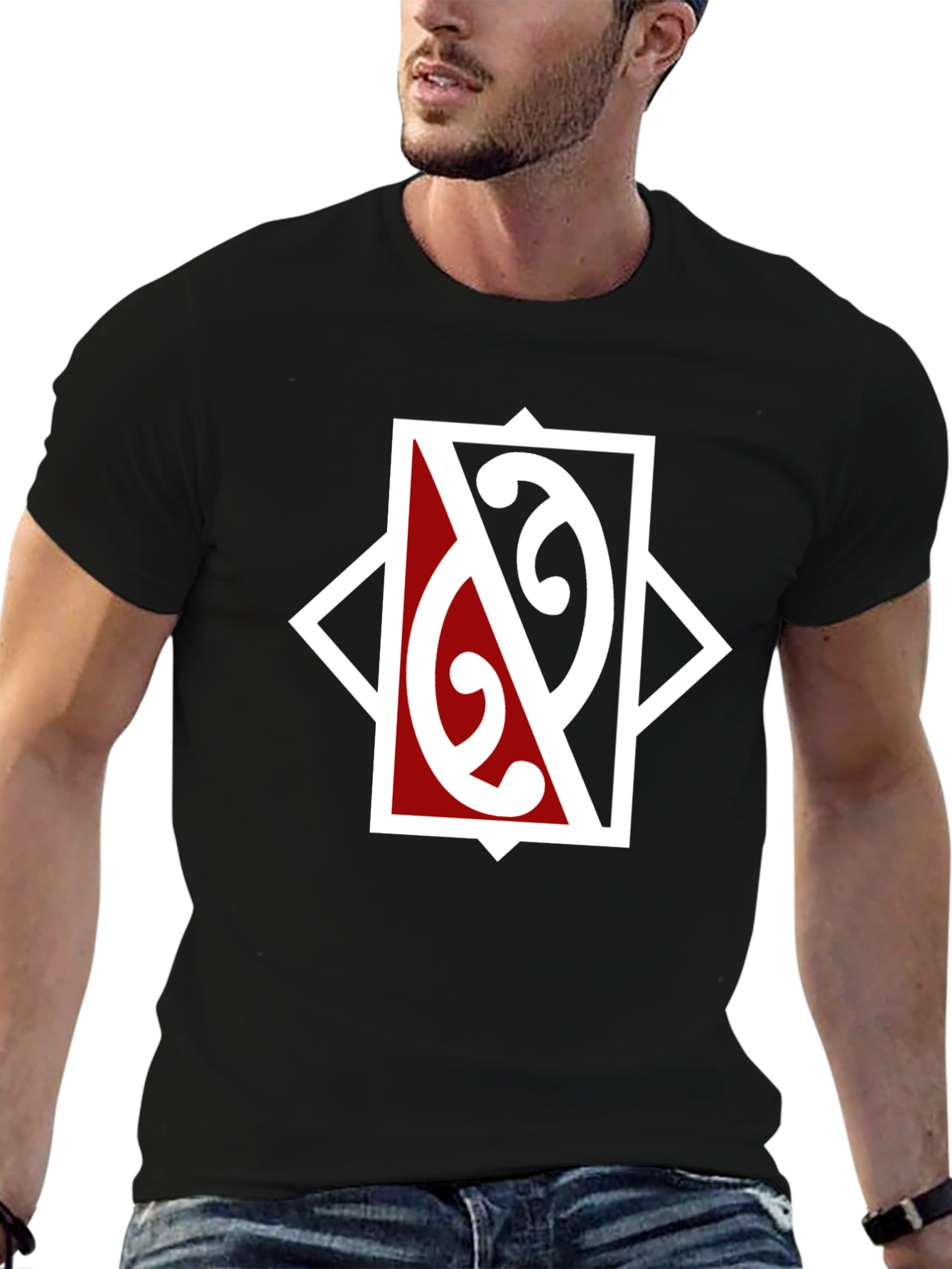 Maori Style Graphic Tee - Black Cotton Shirt