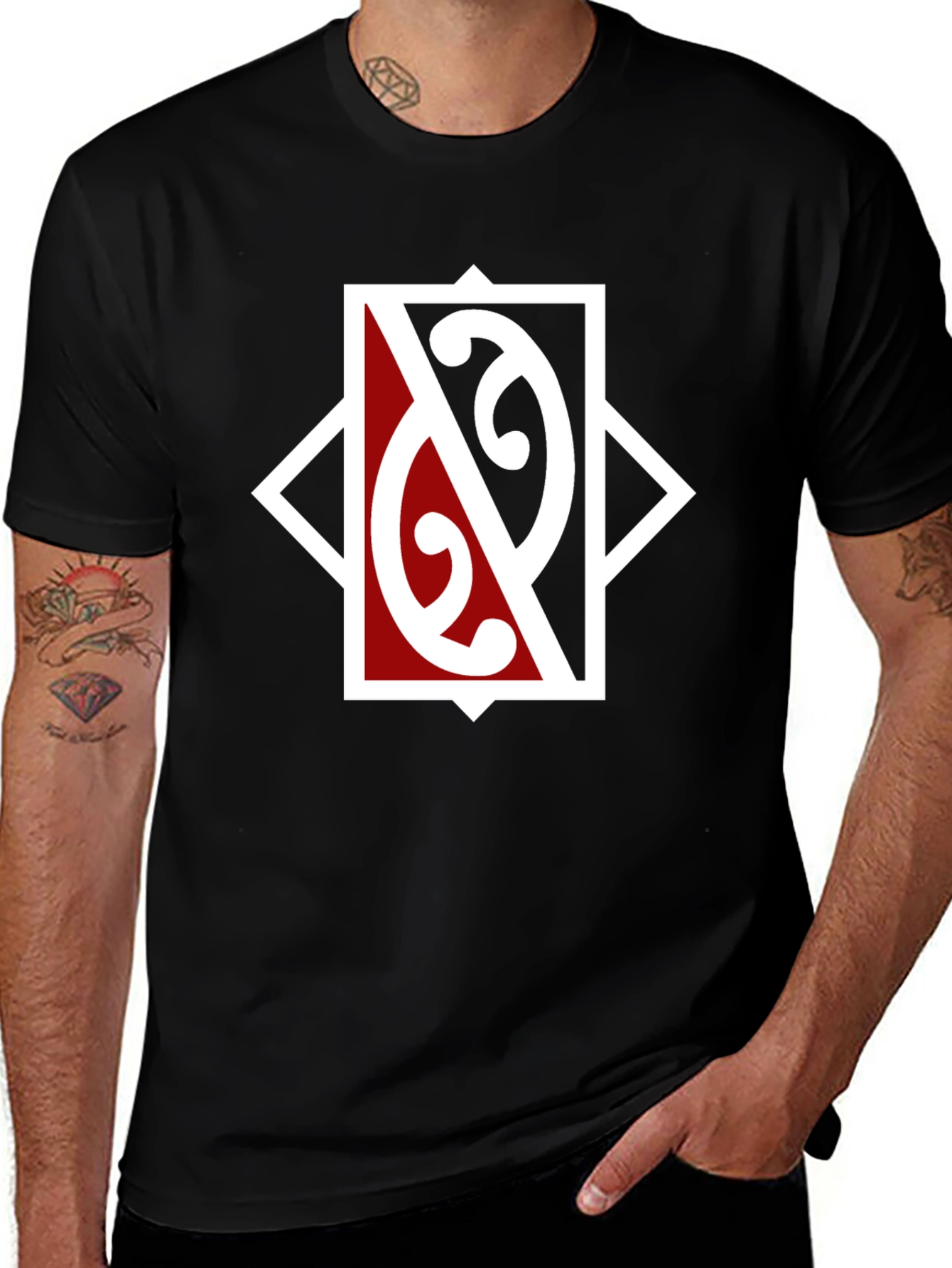 Maori Style Graphic Tee - Black Cotton Shirt