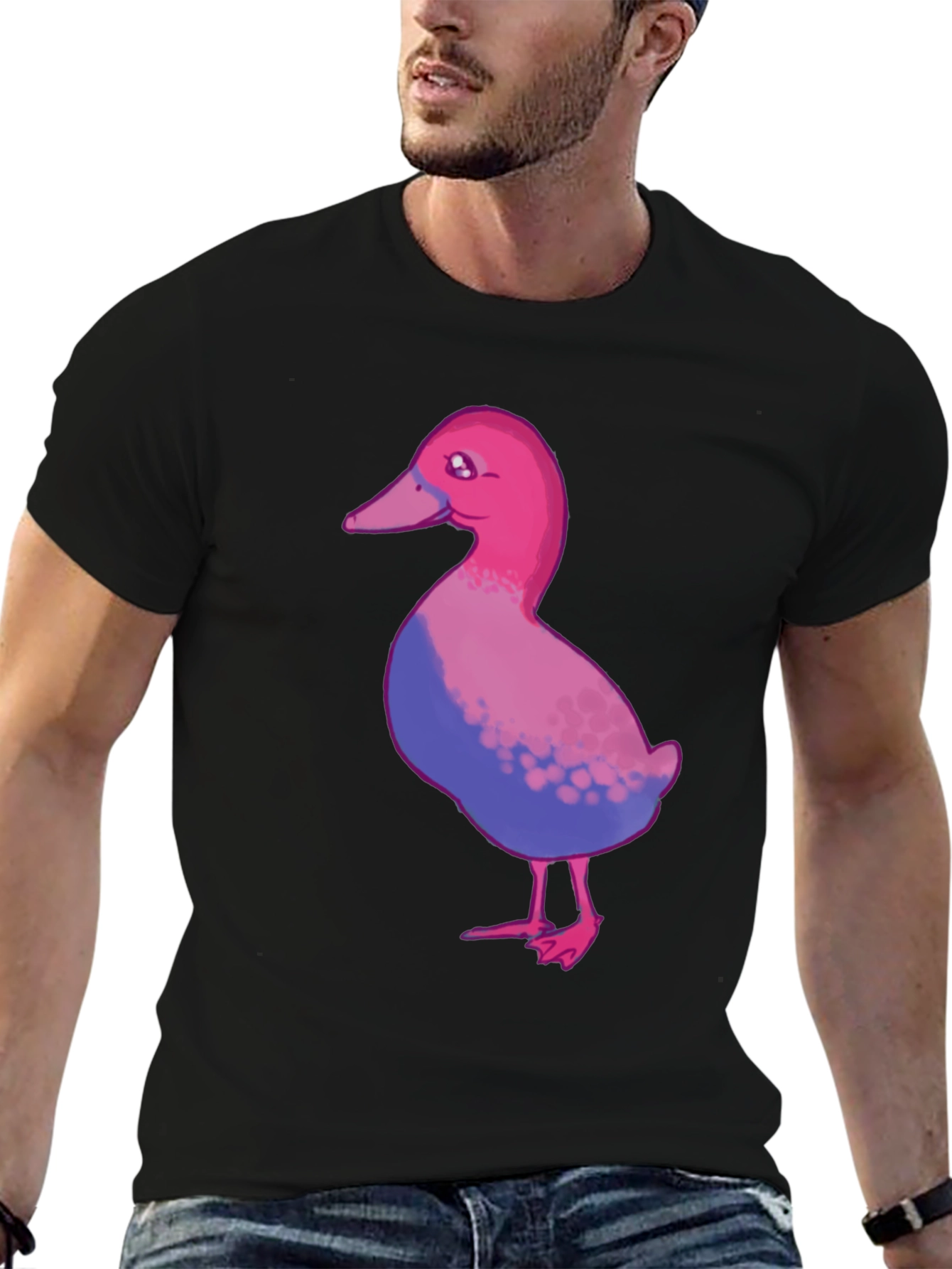 Bisexual Pride Duck T-Shirt - Black Cotton Blend