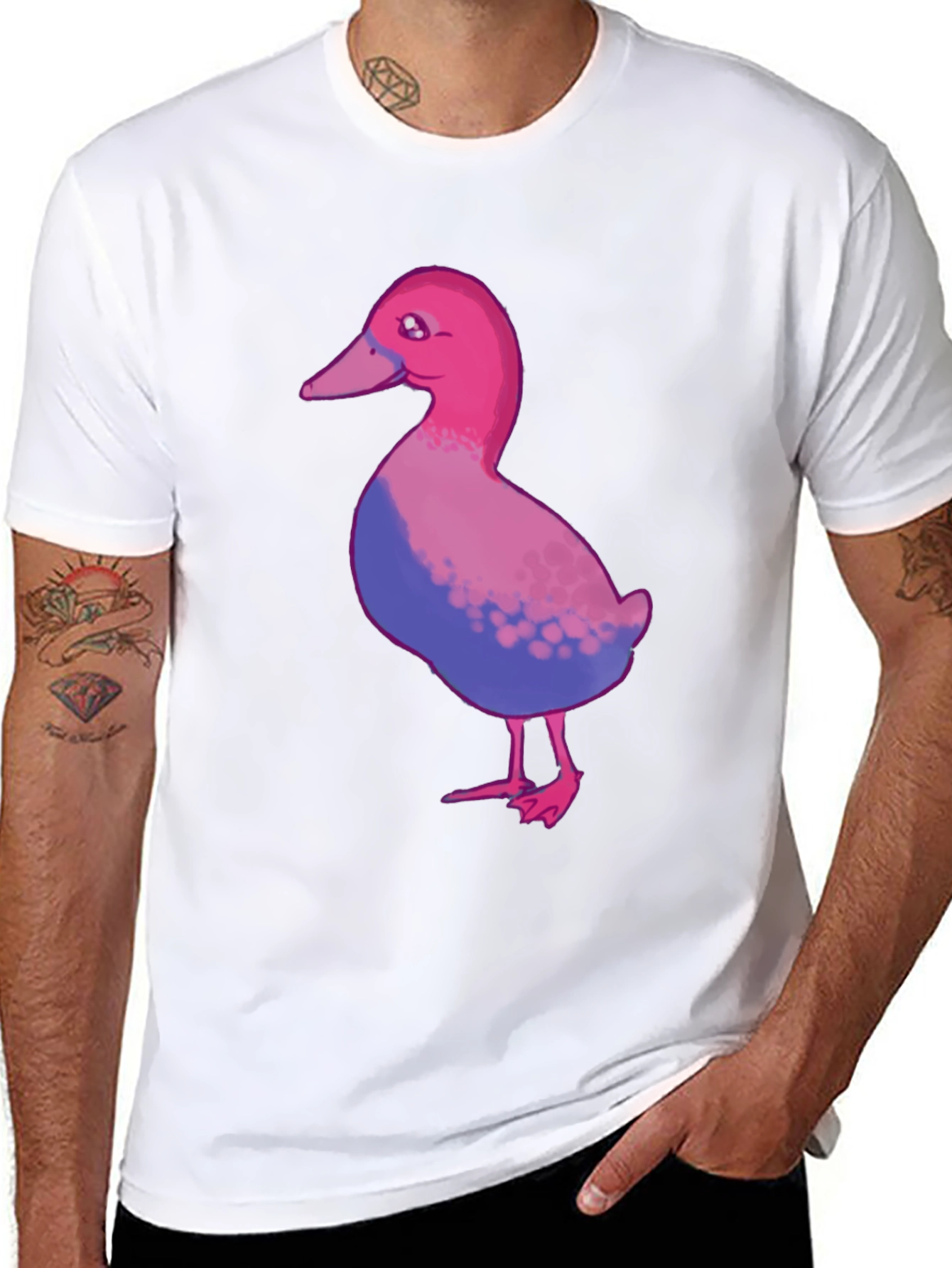 Bisexual Pride Duck T-Shirt - Black Cotton Blend