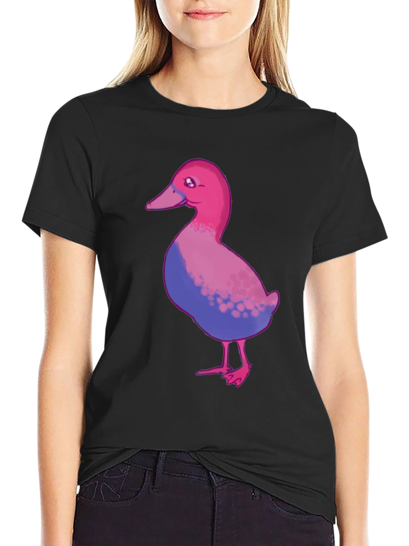 Bisexual Pride Duck T-Shirt - Black Cotton Blend