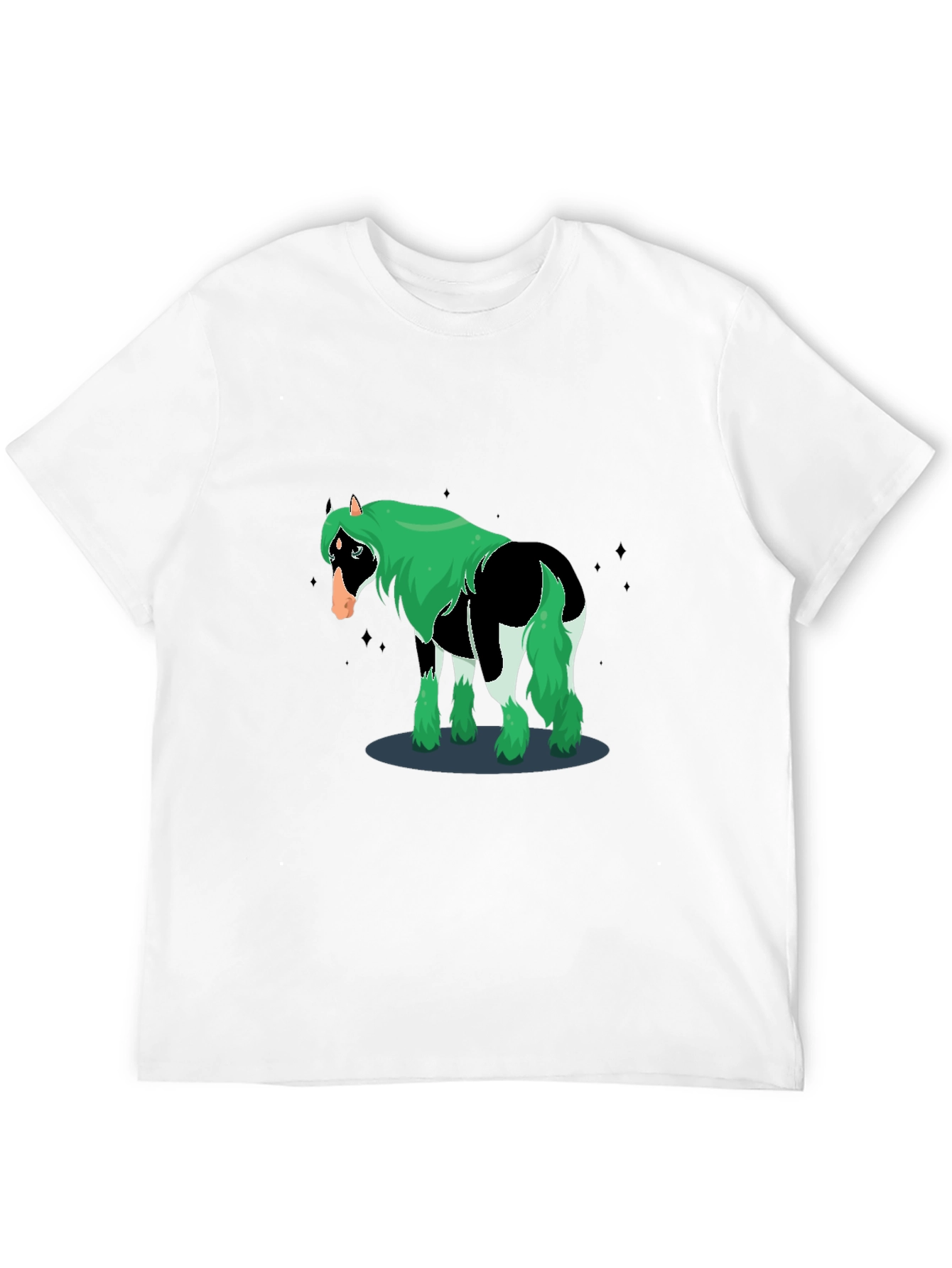 Novelty Graphic Horse T-Shirt - Black