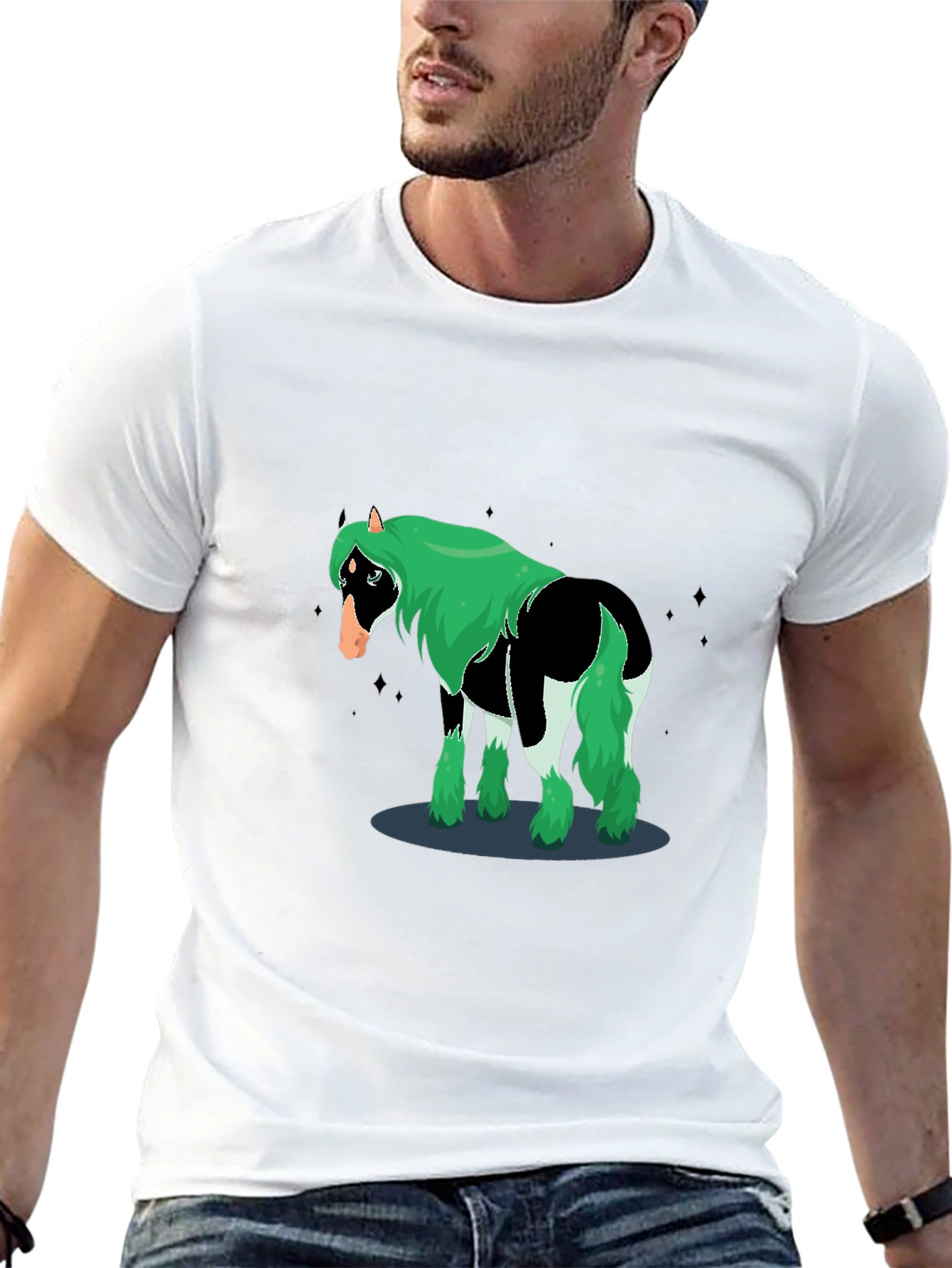 Novelty Graphic Horse T-Shirt - Black