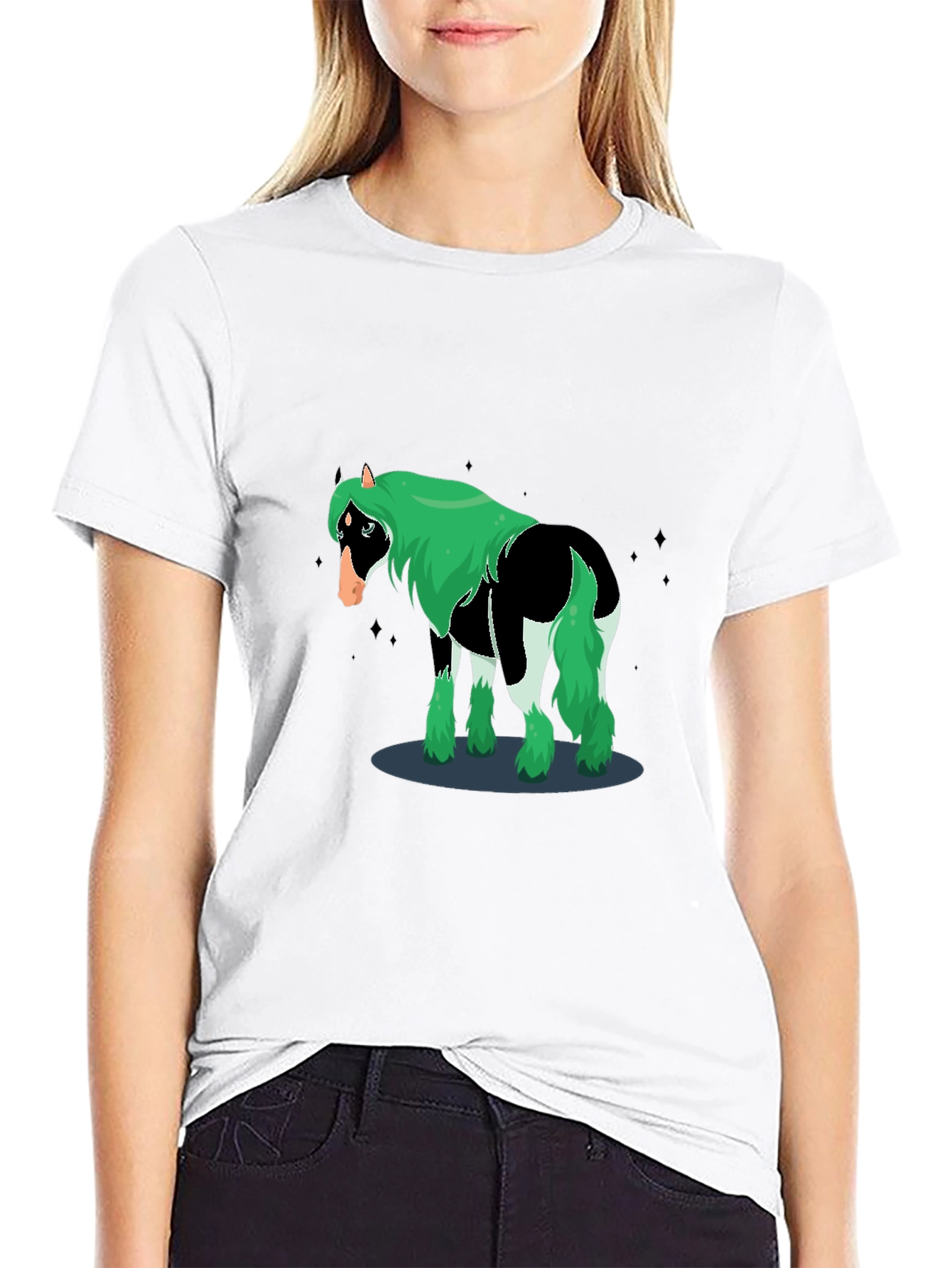 Novelty Graphic Horse T-Shirt - Black