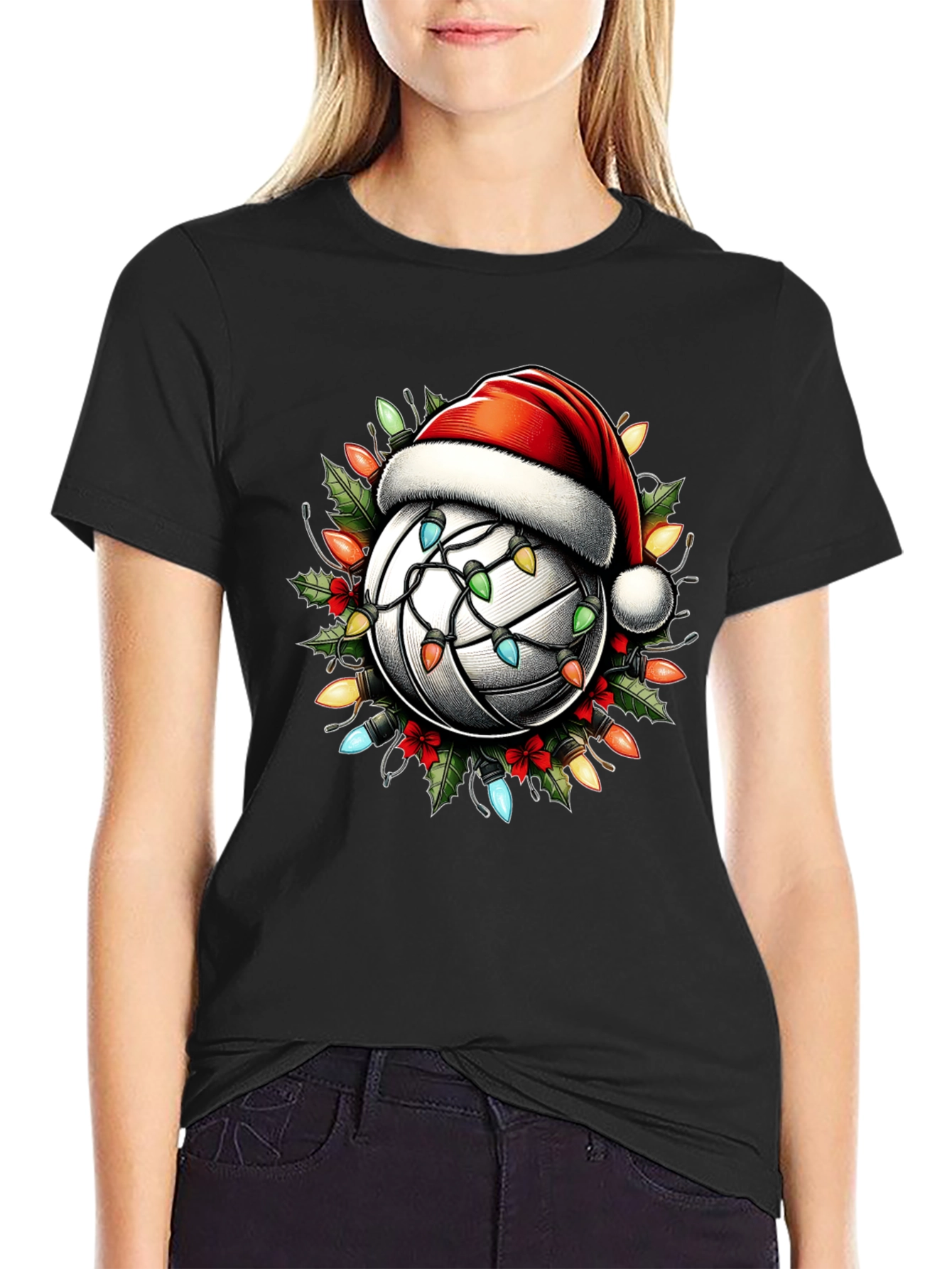 Christmas Volleyball T-Shirt - Holiday Lights