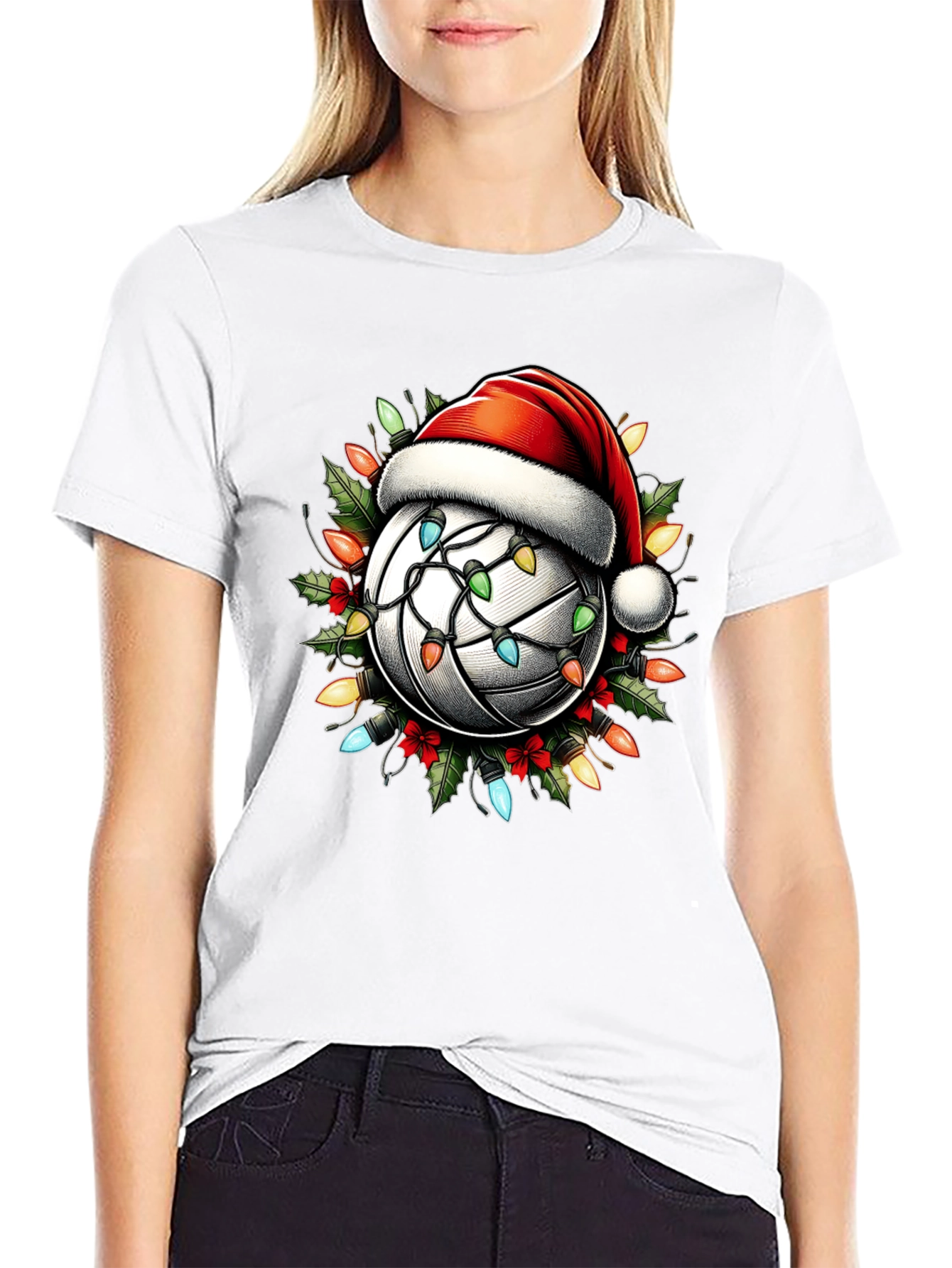 Christmas Volleyball T-Shirt - Holiday Lights