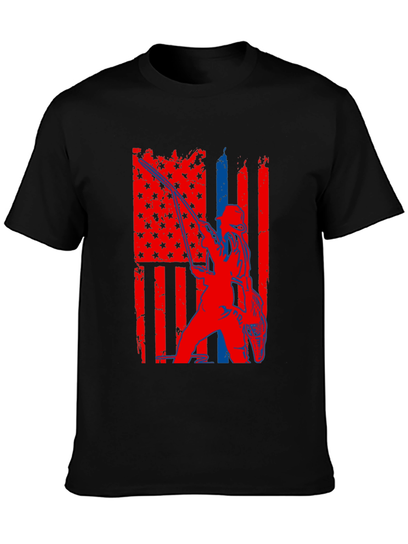 Fishing American Flag Graphic T-Shirt