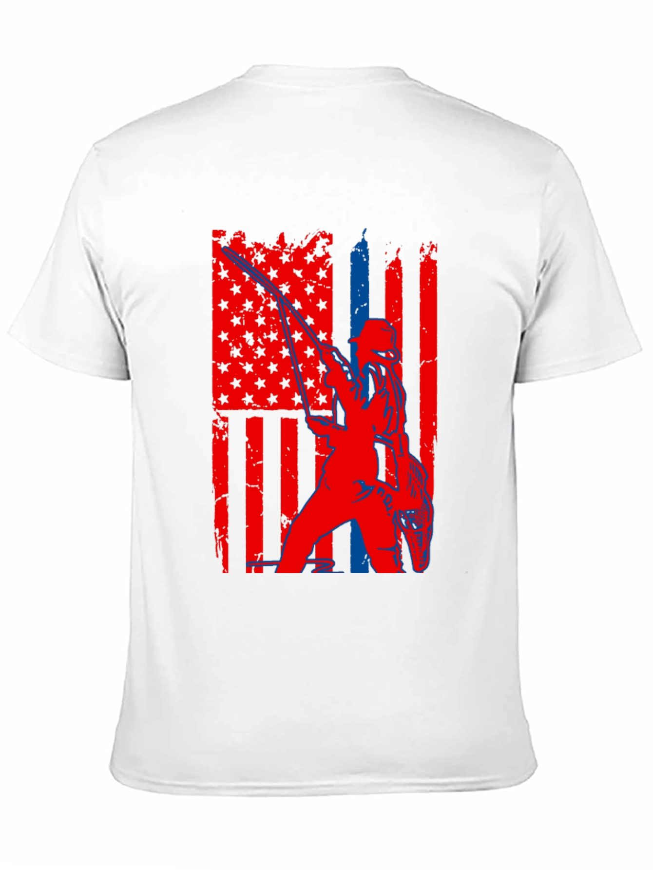 Fishing American Flag Graphic T-Shirt