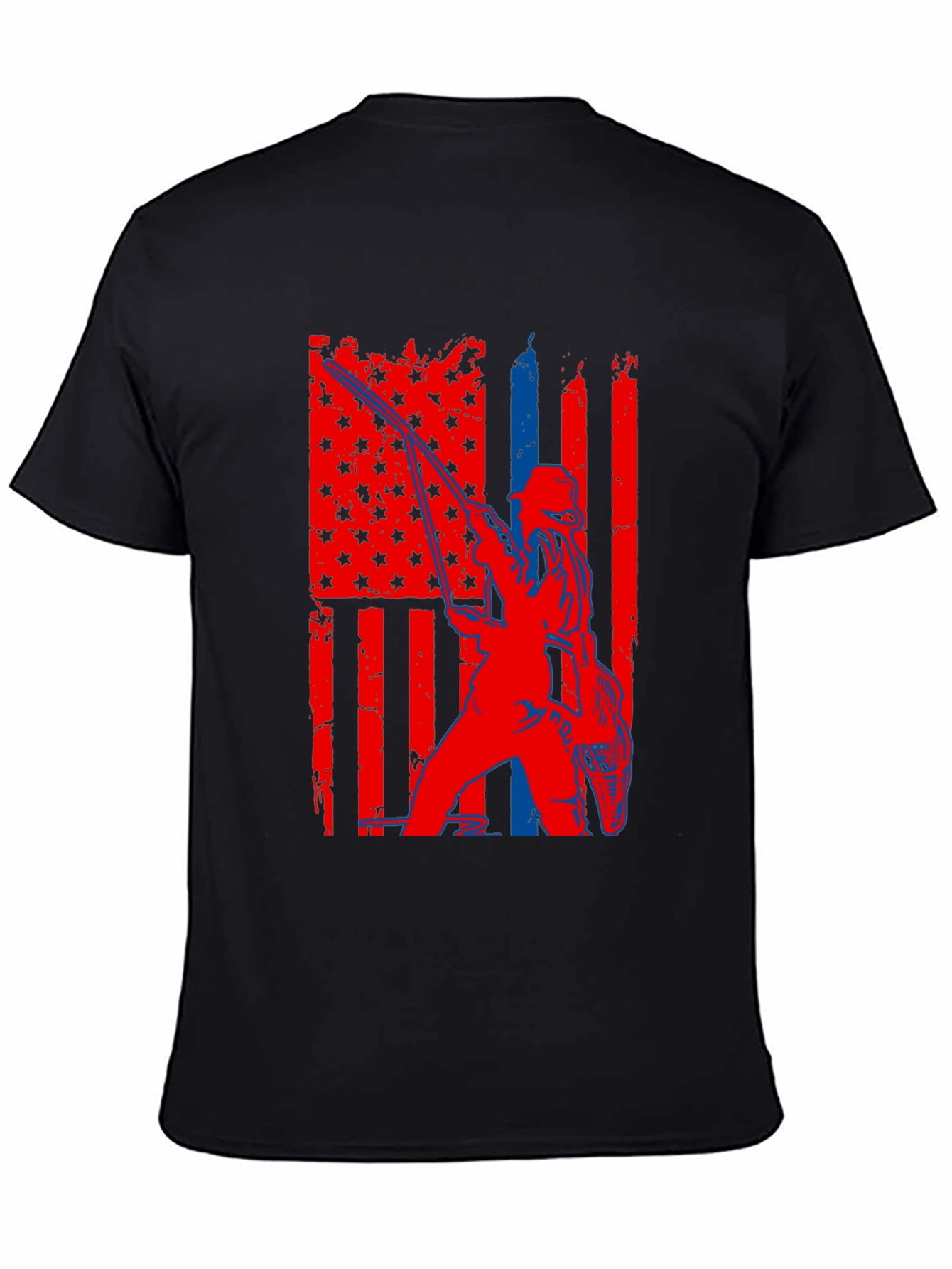 Fishing American Flag Graphic T-Shirt