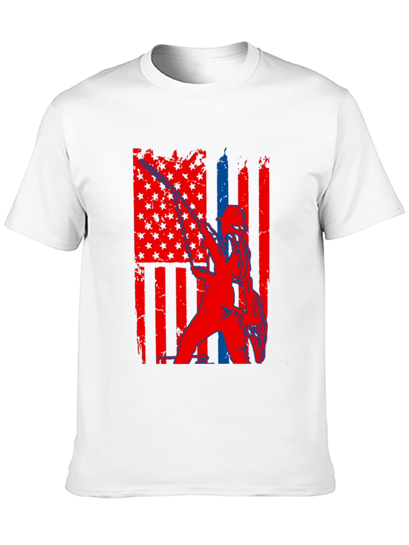 Fishing American Flag Graphic T-Shirt