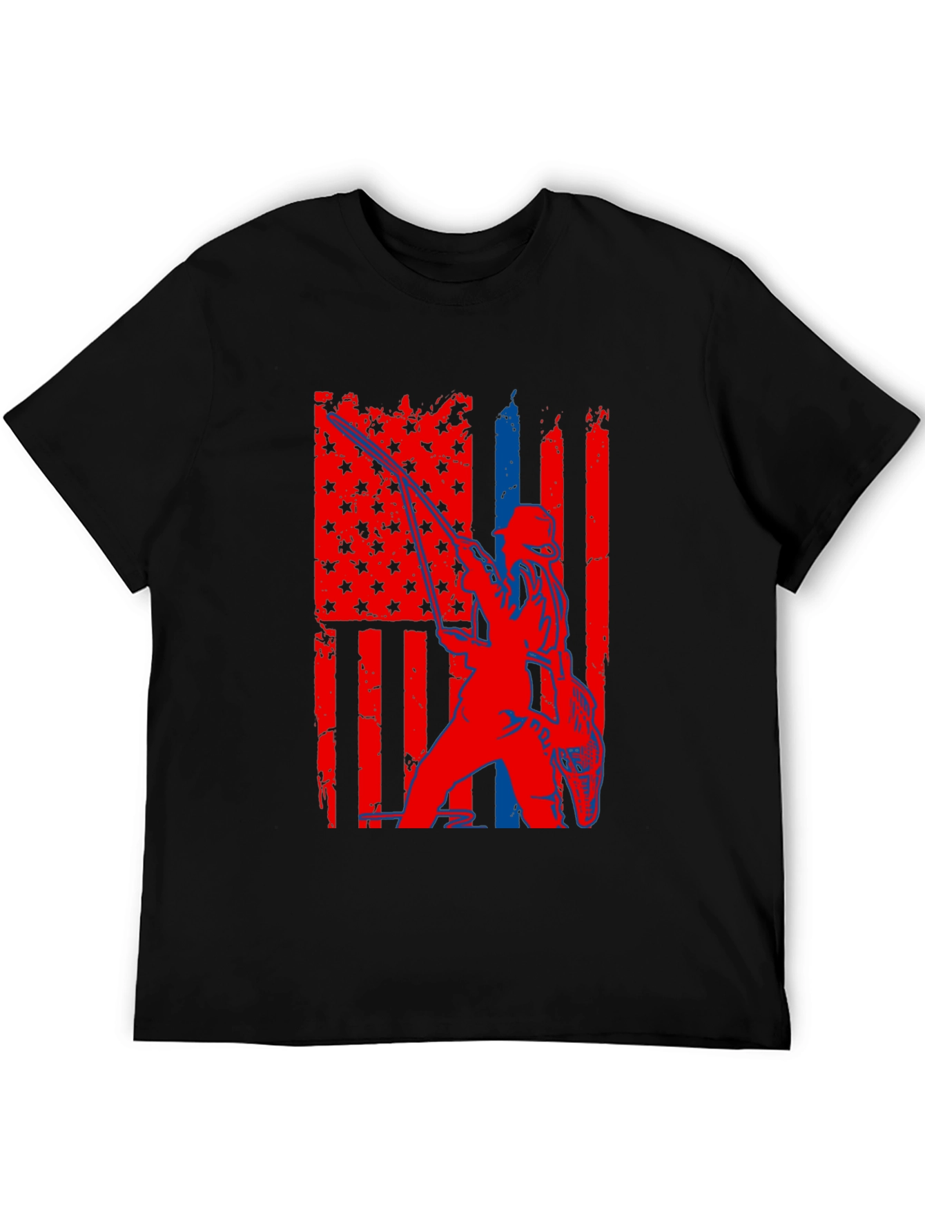 Fishing American Flag Graphic T-Shirt