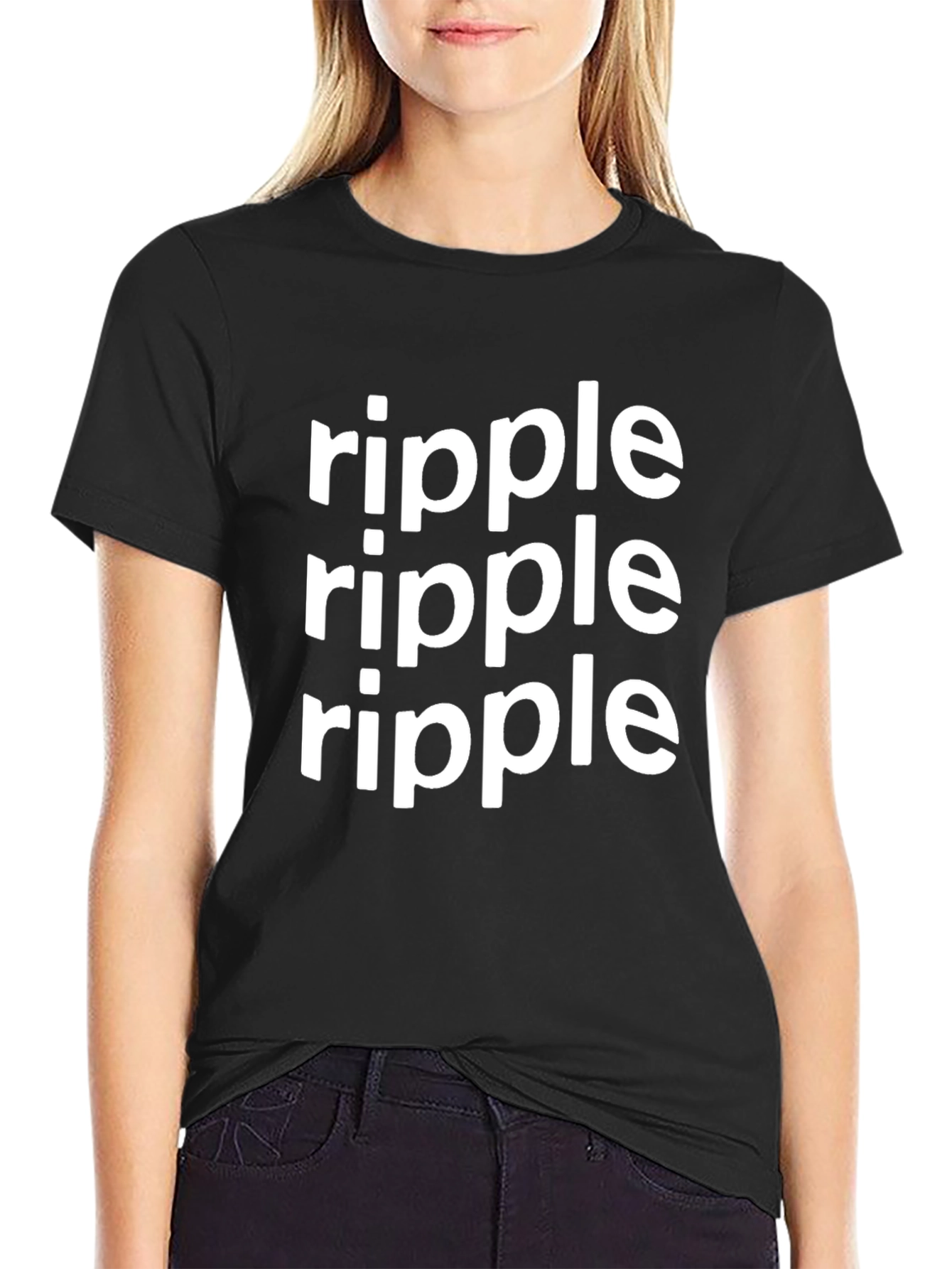 Ripple Graphic Tee - Black Cotton Casual T-Shirt