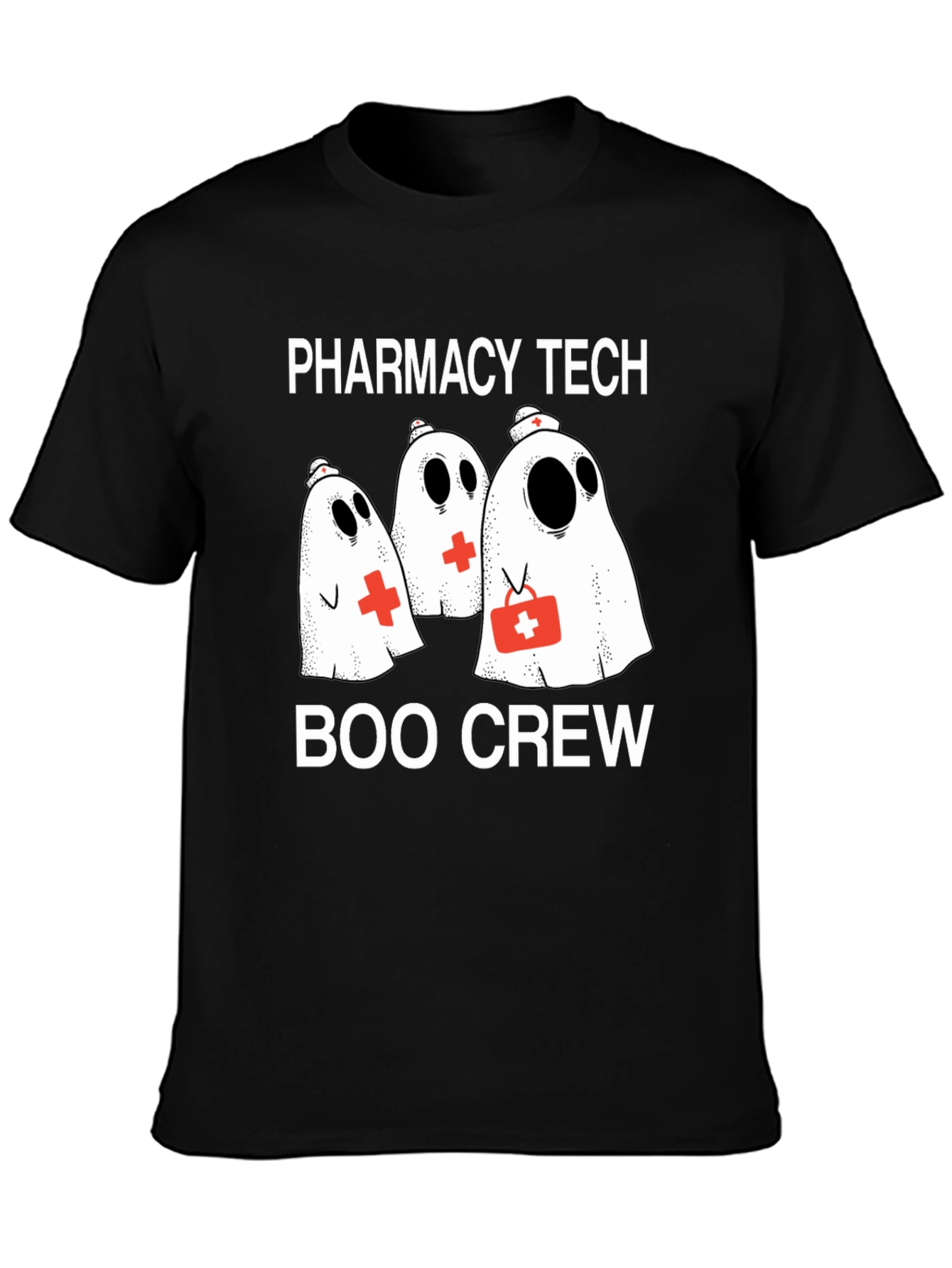 Pharmacy Tech Boo Crew T-Shirt - Halloween Ghost Design