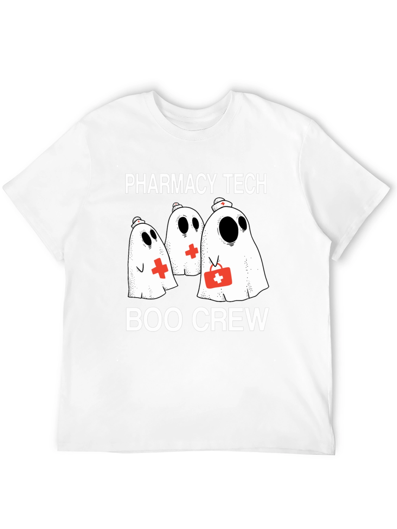 Pharmacy Tech Boo Crew T-Shirt - Halloween Ghost Design