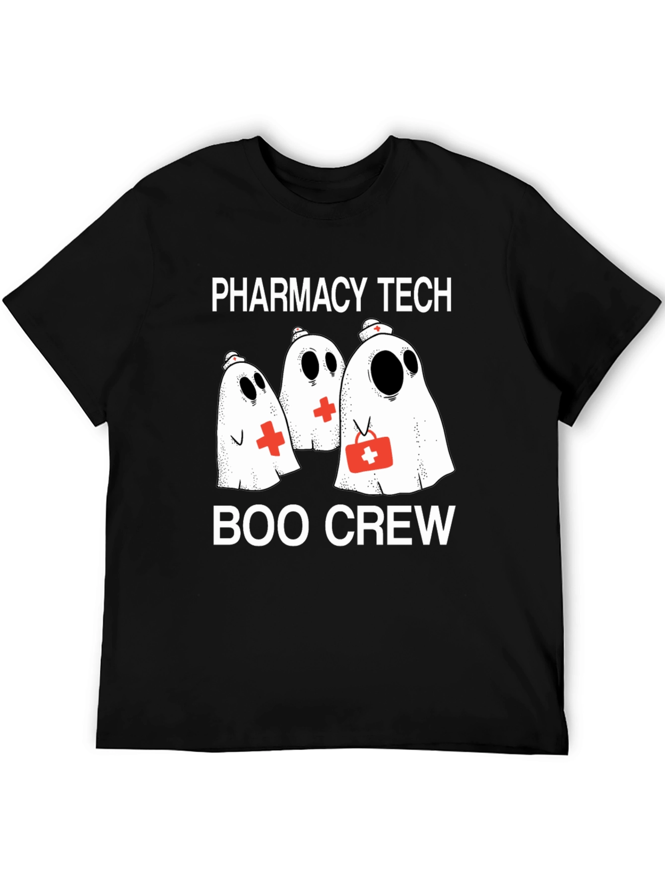 Pharmacy Tech Boo Crew T-Shirt - Halloween Ghost Design
