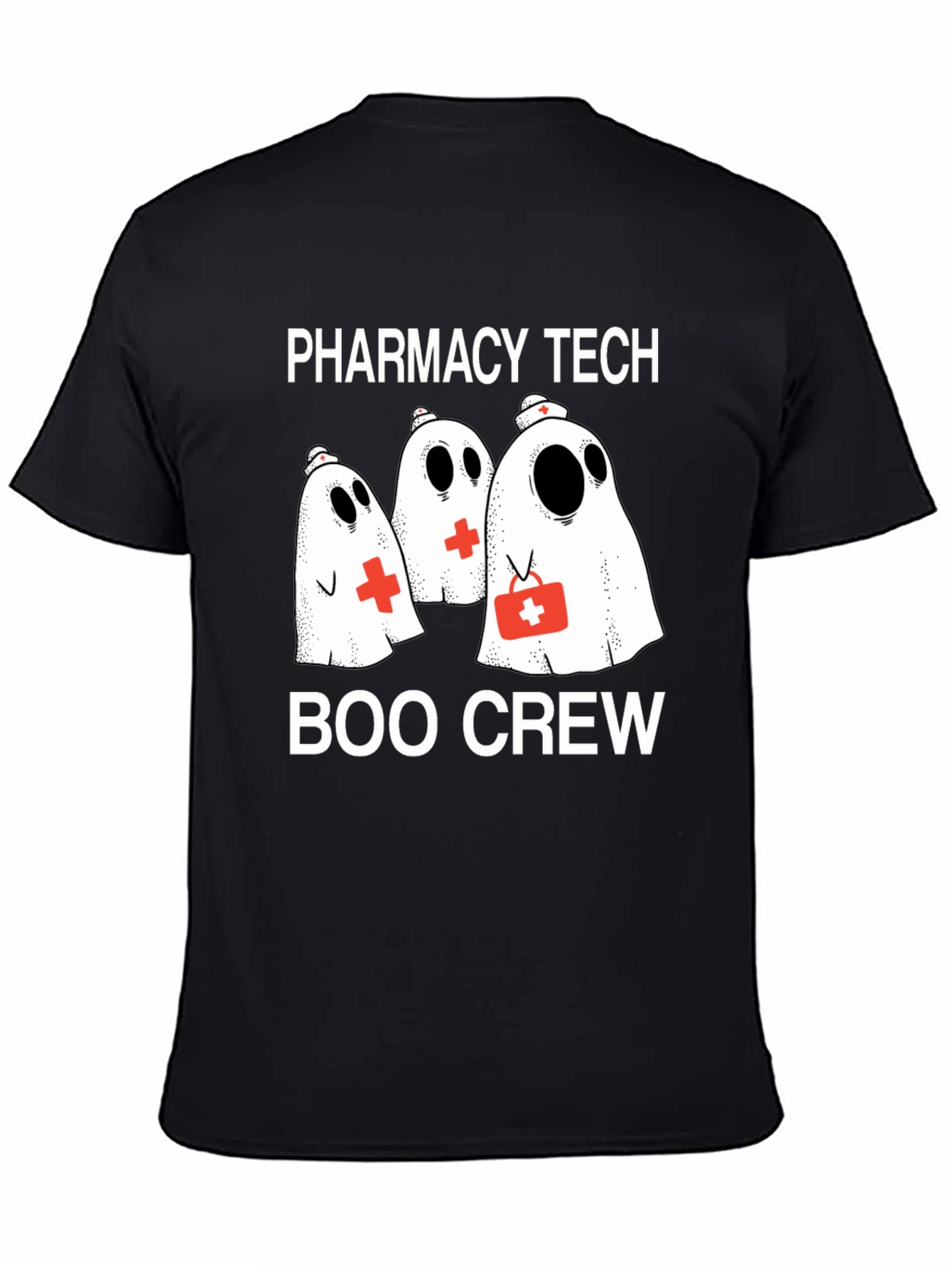 Pharmacy Tech Boo Crew T-Shirt - Halloween Ghost Design