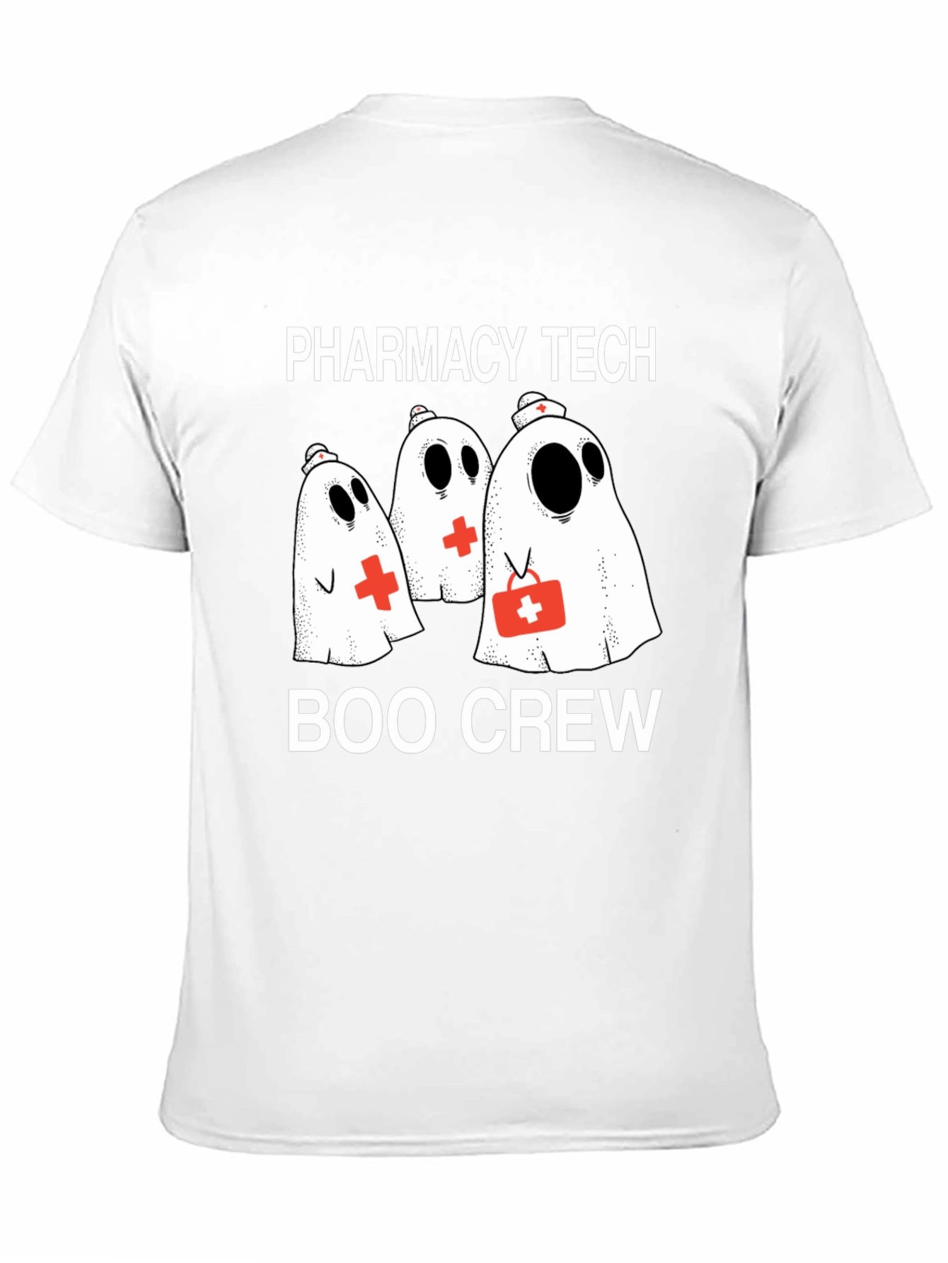 Pharmacy Tech Boo Crew T-Shirt - Halloween Ghost Design