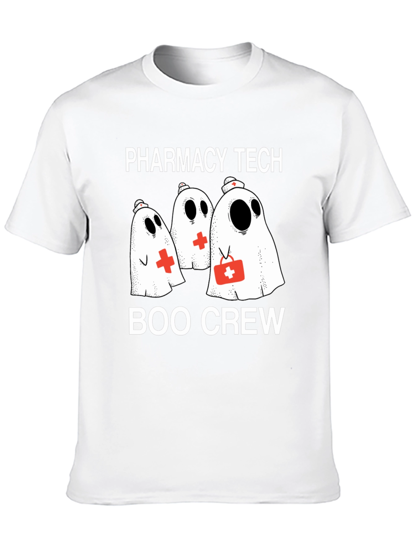 Pharmacy Tech Boo Crew T-Shirt - Halloween Ghost Design