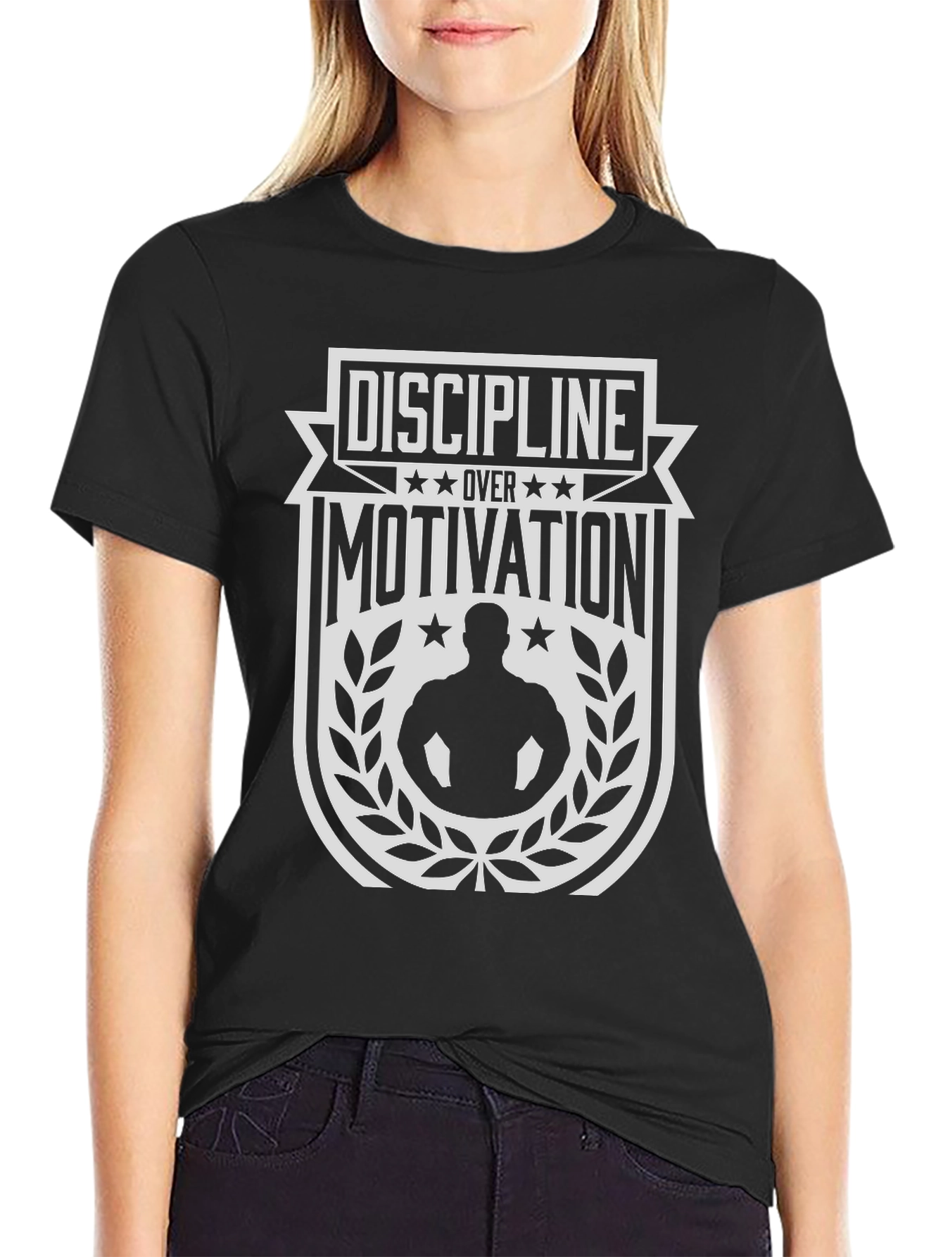 Discipline Over Motivation Black Graphic Tee