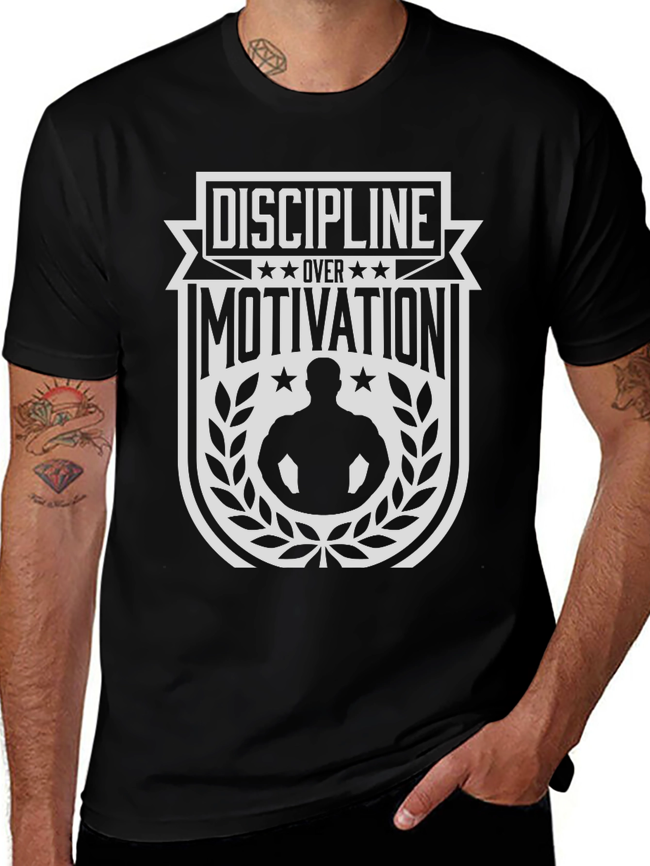 Discipline Over Motivation Black Graphic Tee