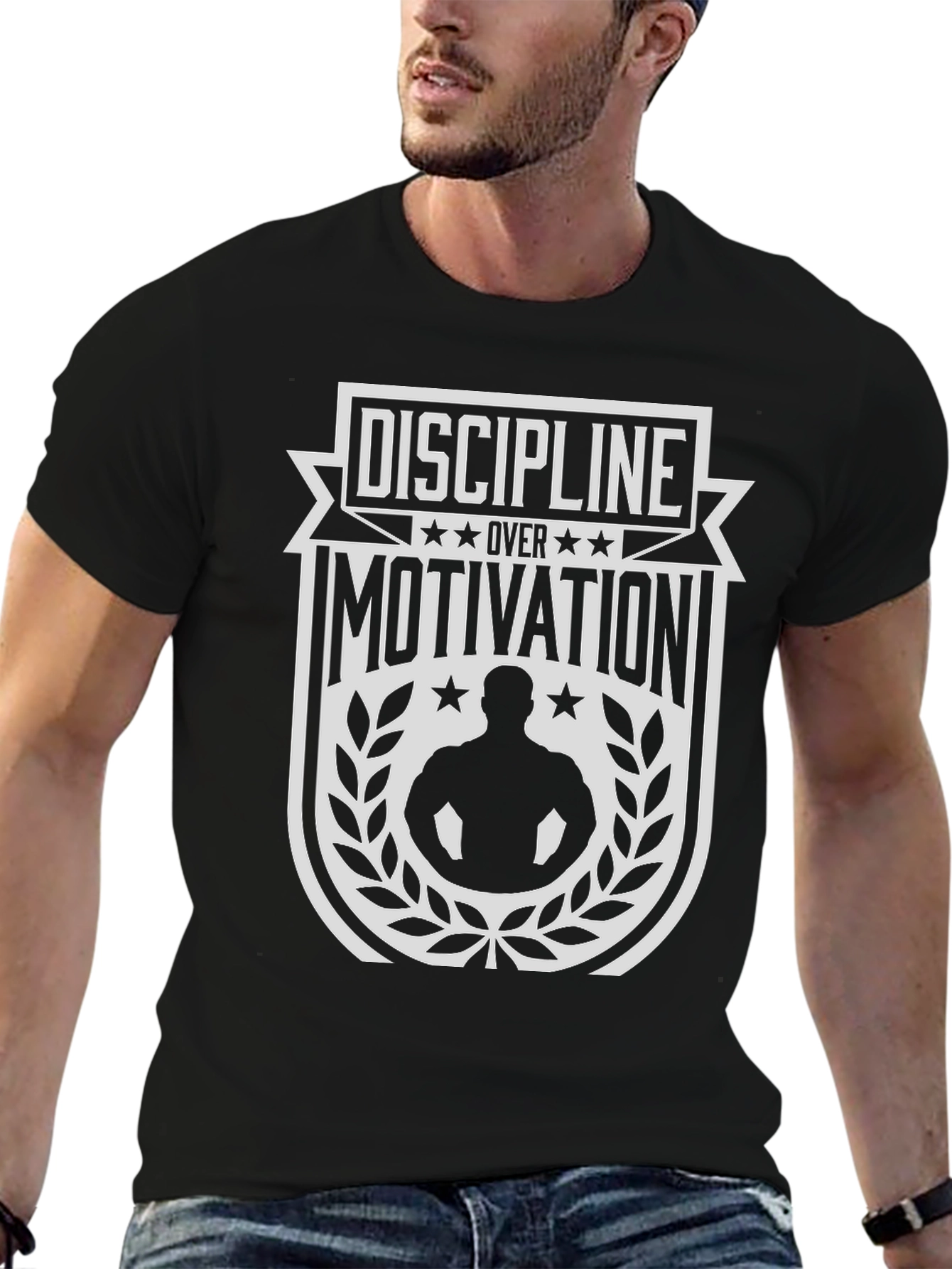 Discipline Over Motivation Black Graphic Tee