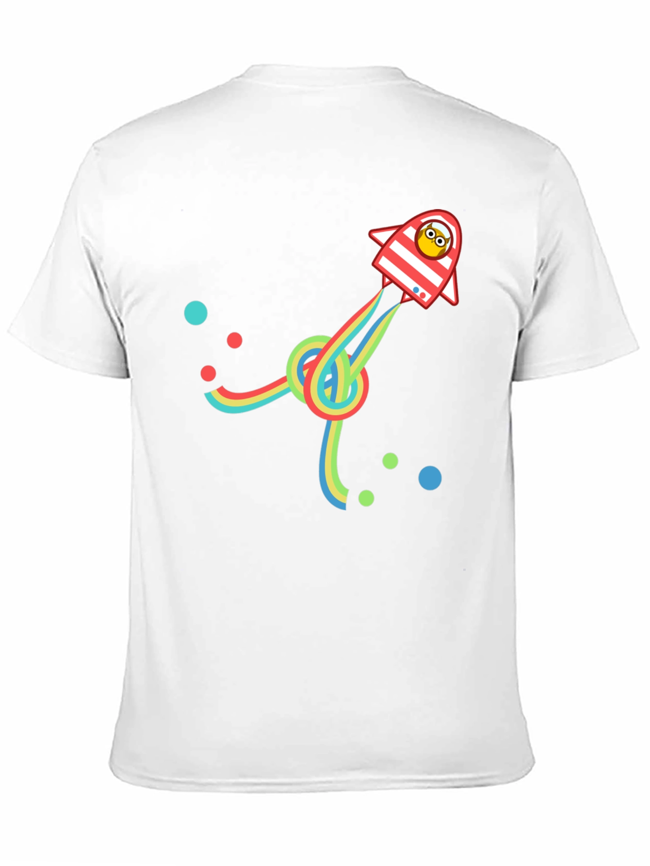 Retro Rocket T-Shirt with Rainbow Trail - Black