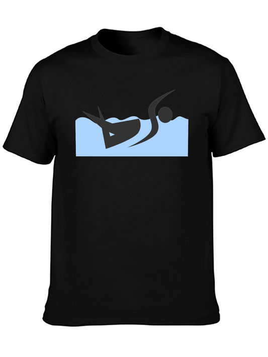Black T-Shirt with Swimmer Design