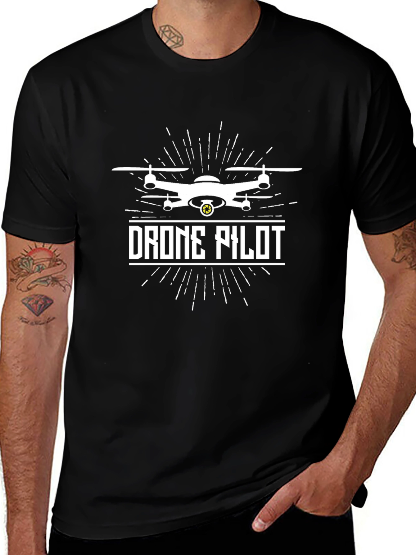 Drone Pilot Graphic Tee - Black Cotton T-Shirt